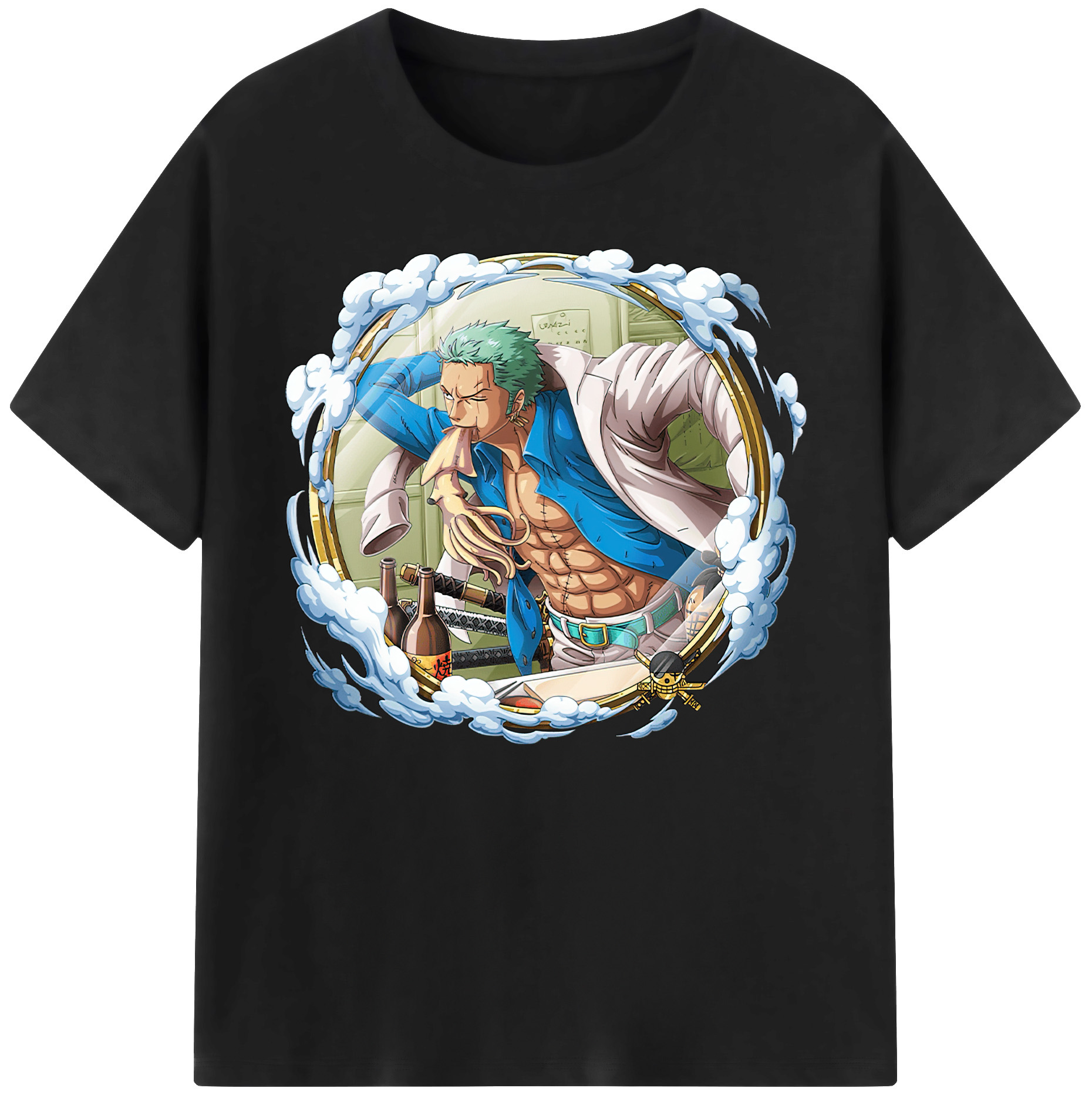 ワンピース ロロノア・ゾロ ONE PIECE Roronoa Zoro 綿100％ メンズ半袖Tシャツ｜肌触りやわらか＆通気性