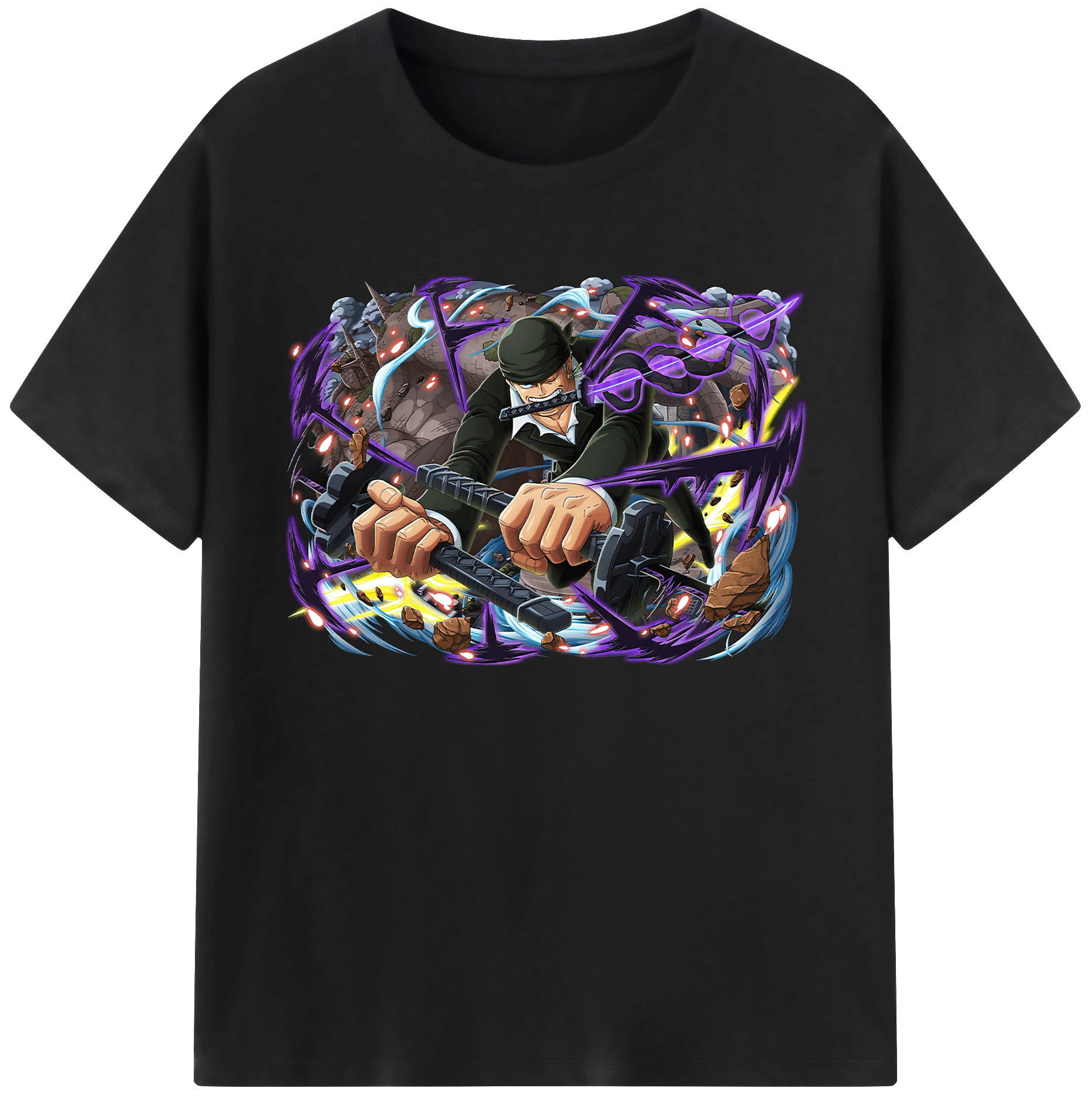 ワンピース ロロノア・ゾロ ONE PIECE Roronoa Zoro 綿100％ メンズ半袖Tシャツ｜肌触りやわらか＆通気性