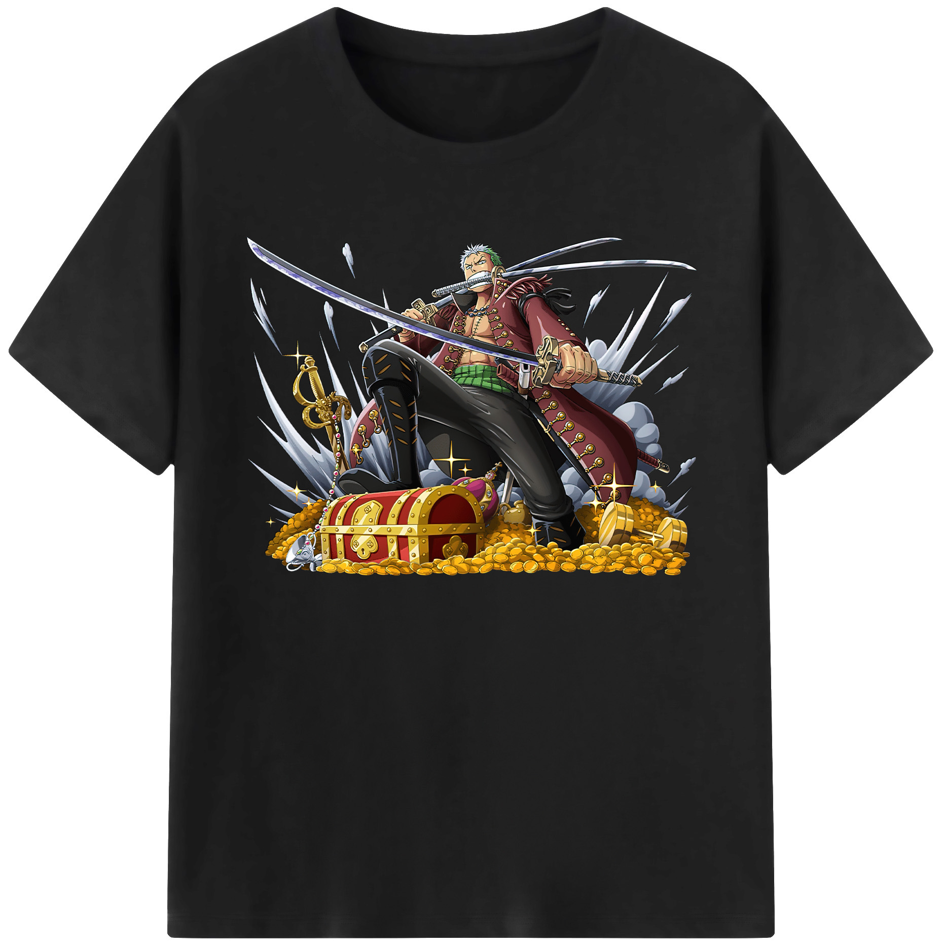 ワンピース ロロノア・ゾロ ONE PIECE Roronoa Zoro 綿100％ メンズ半袖Tシャツ｜肌触りやわらか＆通気性