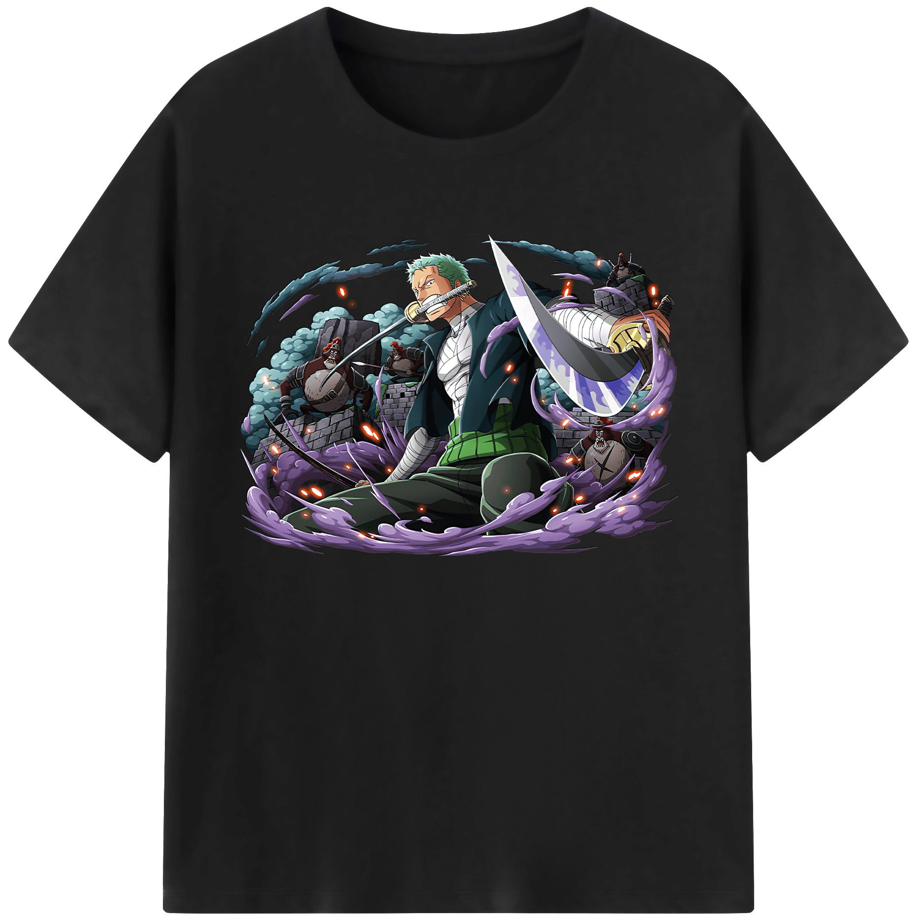 ワンピース ロロノア・ゾロ ONE PIECE Roronoa Zoro 綿100％ メンズ半袖Tシャツ｜肌触りやわらか＆通気性