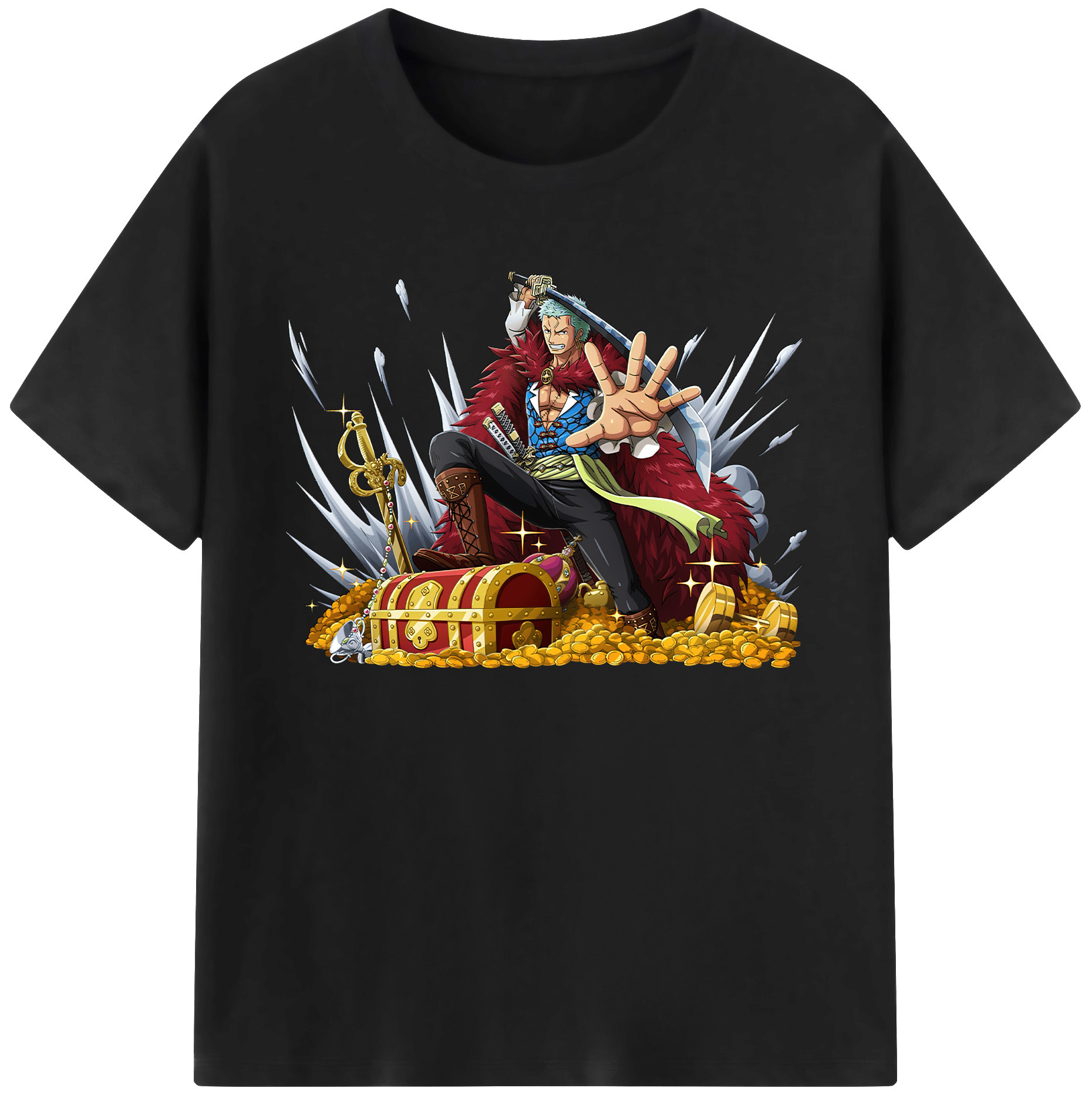 ワンピース ロロノア・ゾロ ONE PIECE Roronoa Zoro 綿100％ メンズ半袖Tシャツ｜肌触りやわらか＆通気性