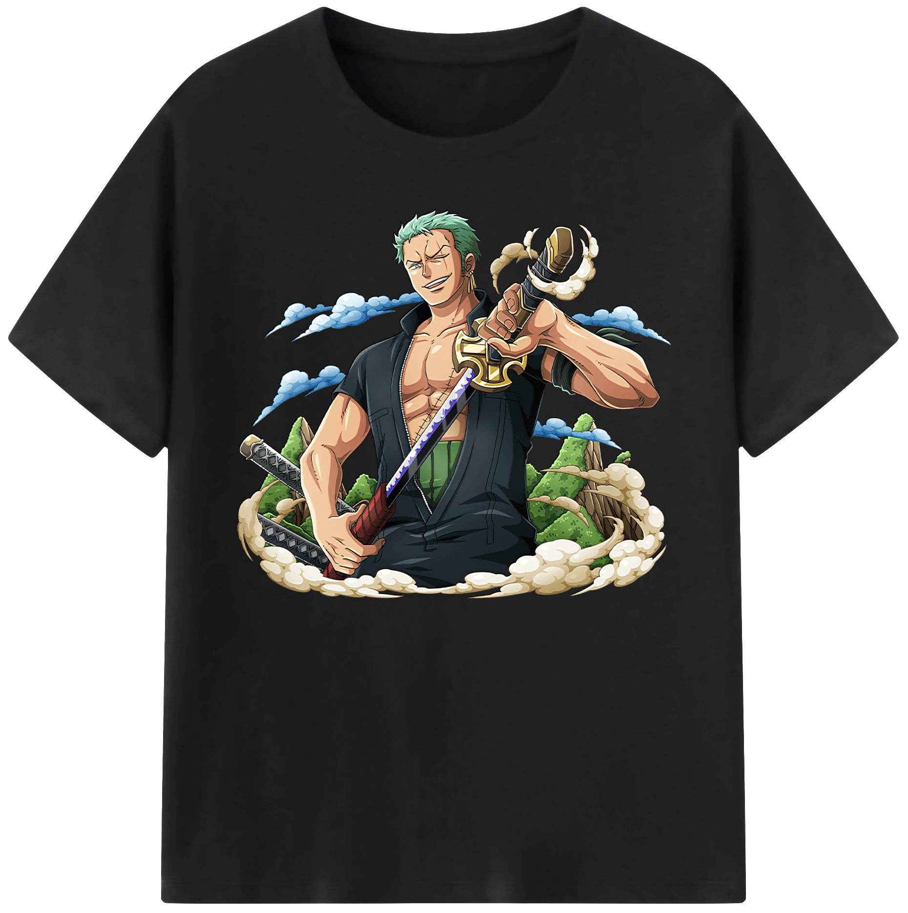 ワンピース ロロノア・ゾロ ONE PIECE Roronoa Zoro 綿100％ メンズ半袖Tシャツ｜肌触りやわらか＆通気性