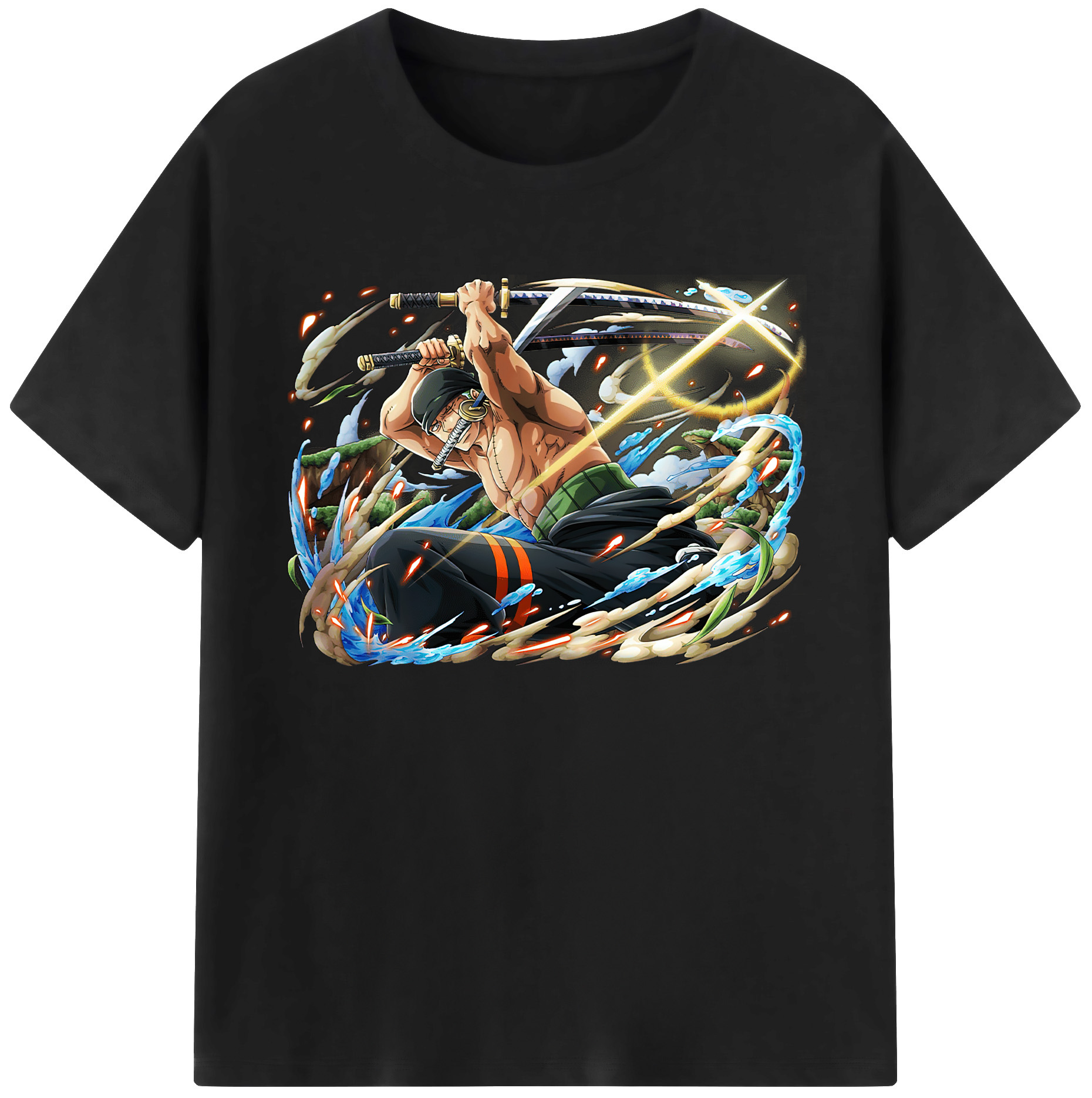 ワンピース ロロノア・ゾロ ONE PIECE Roronoa Zoro 綿100％ メンズ半袖Tシャツ｜肌触りやわらか＆通気性