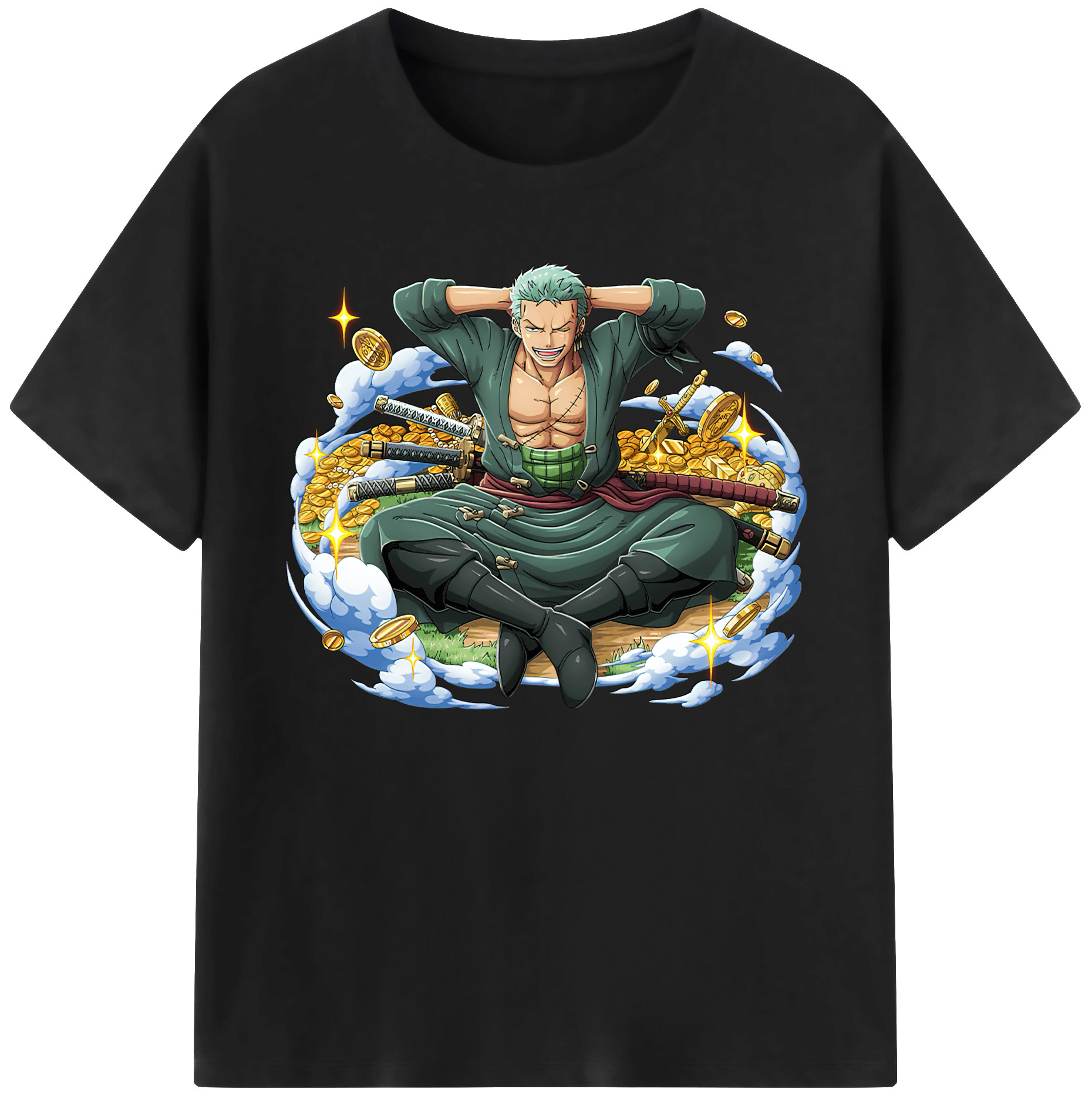 ワンピース ロロノア・ゾロ ONE PIECE Roronoa Zoro 綿100％ メンズ半袖Tシャツ｜肌触りやわらか＆通気性