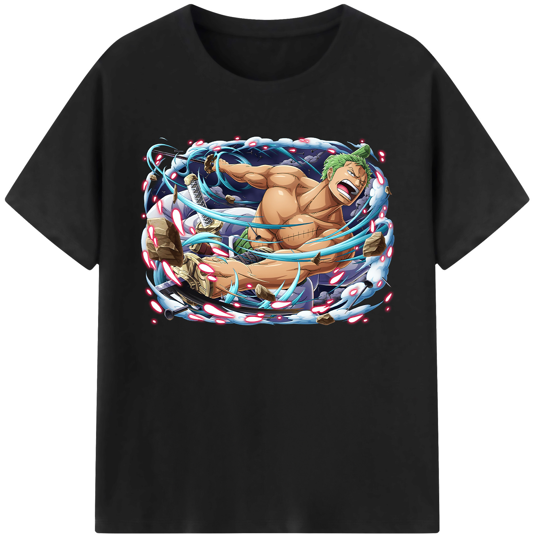 ワンピース ロロノア・ゾロ ONE PIECE Roronoa Zoro 綿100％ メンズ半袖Tシャツ｜肌触りやわらか＆通気性