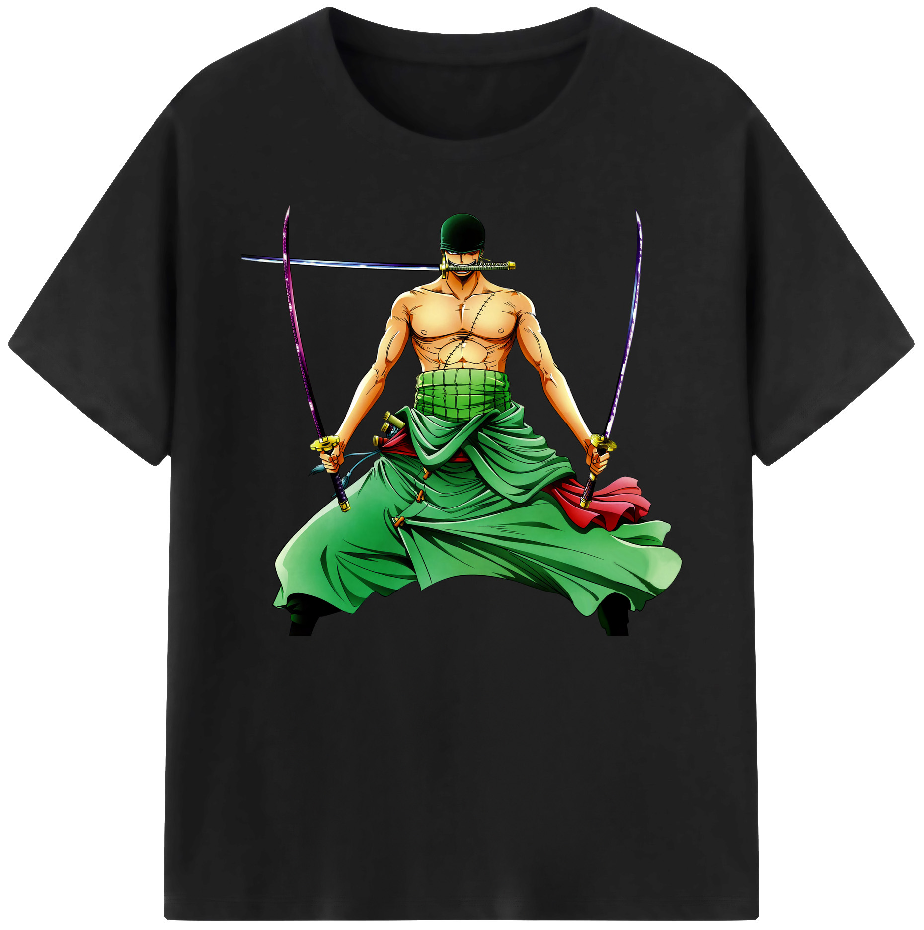 ワンピース ロロノア・ゾロ ONE PIECE Roronoa Zoro 綿100％ メンズ半袖Tシャツ｜肌触りやわらか＆通気性