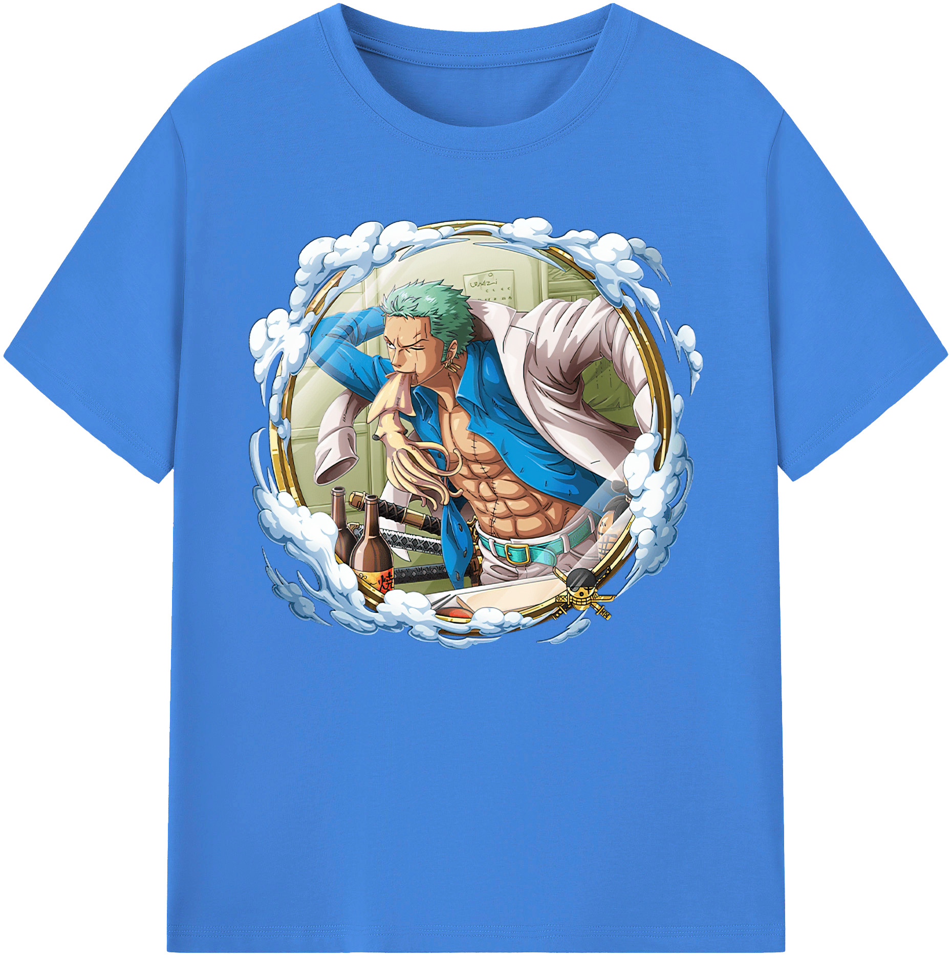ワンピース ロロノア・ゾロ ONE PIECE Roronoa Zoro 綿100％ メンズ半袖Tシャツ｜肌触りやわらか＆通気性
