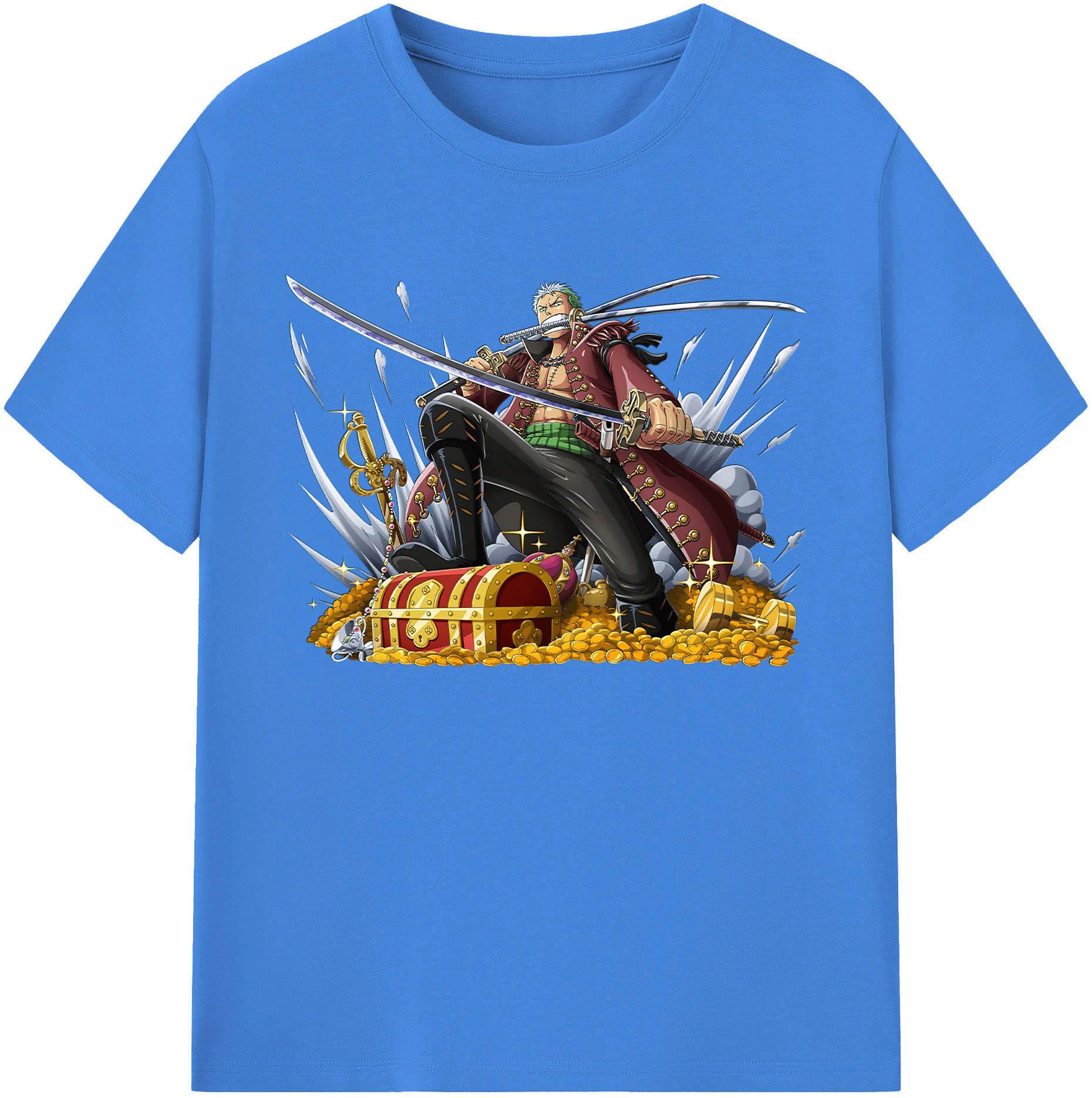 ワンピース ロロノア・ゾロ ONE PIECE Roronoa Zoro 綿100％ メンズ半袖Tシャツ｜肌触りやわらか＆通気性