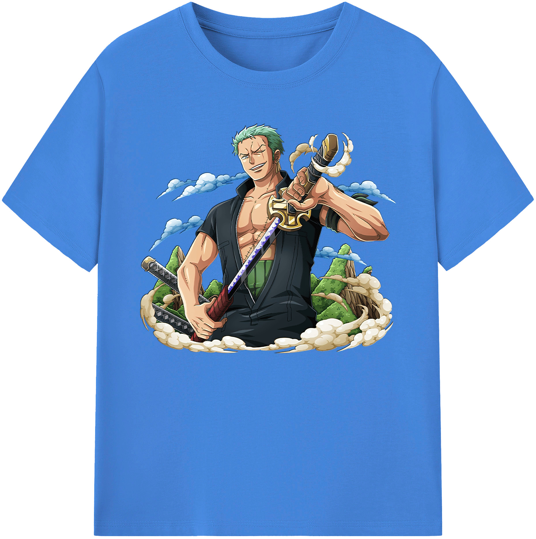 ワンピース ロロノア・ゾロ ONE PIECE Roronoa Zoro 綿100％ メンズ半袖Tシャツ｜肌触りやわらか＆通気性