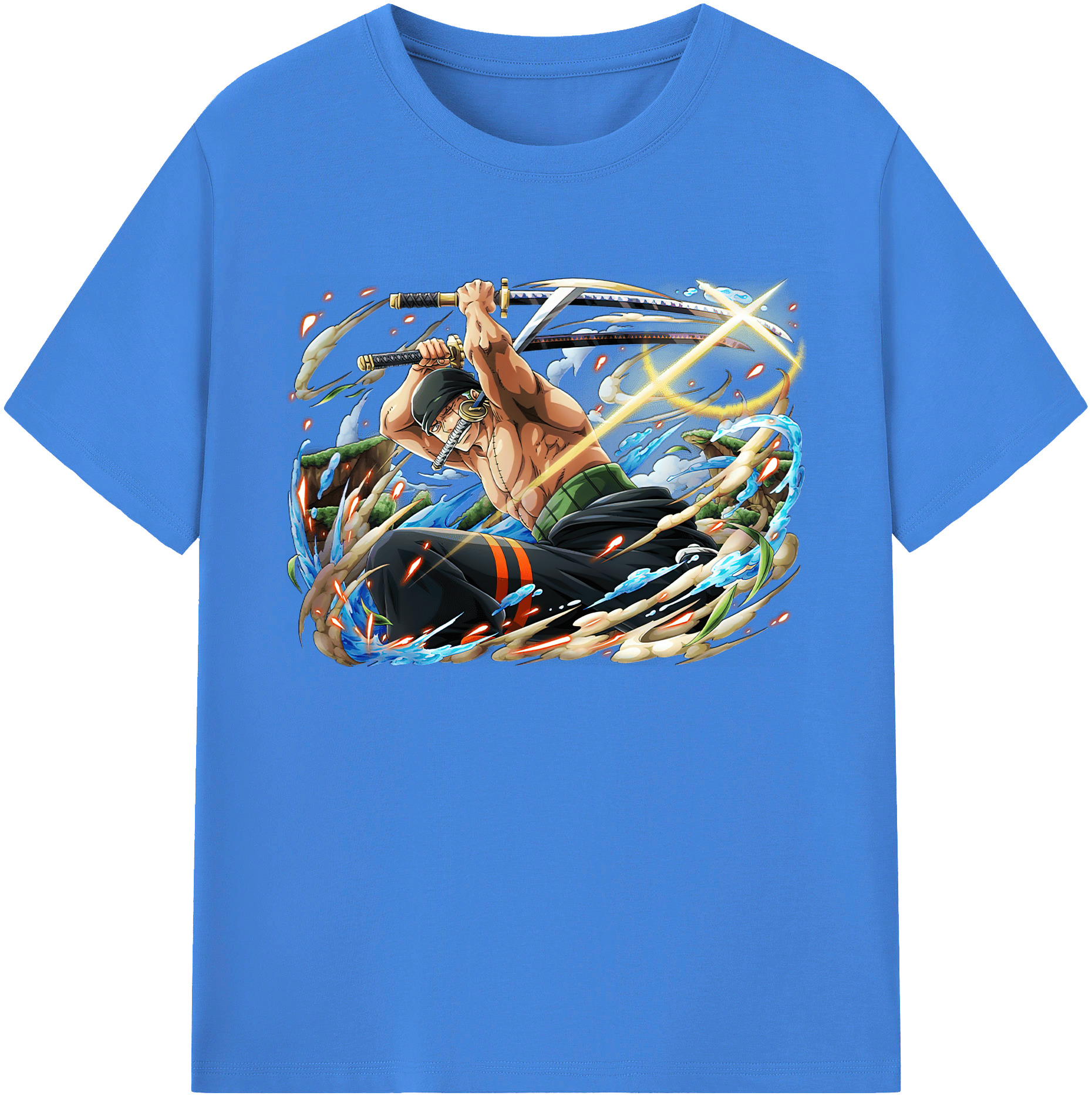 ワンピース ロロノア・ゾロ ONE PIECE Roronoa Zoro 綿100％ メンズ半袖Tシャツ｜肌触りやわらか＆通気性