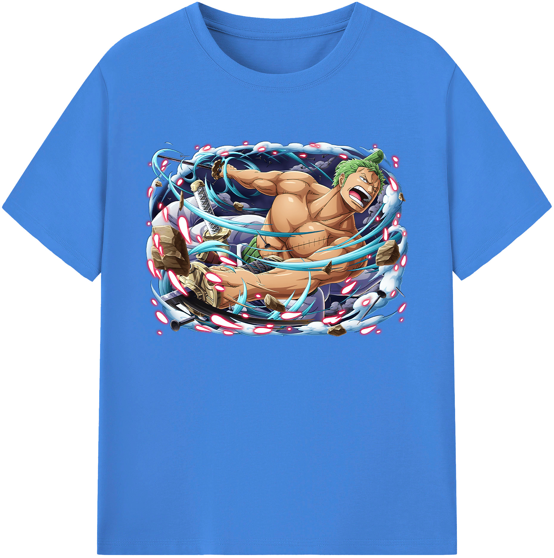 ワンピース ロロノア・ゾロ ONE PIECE Roronoa Zoro 綿100％ メンズ半袖Tシャツ｜肌触りやわらか＆通気性