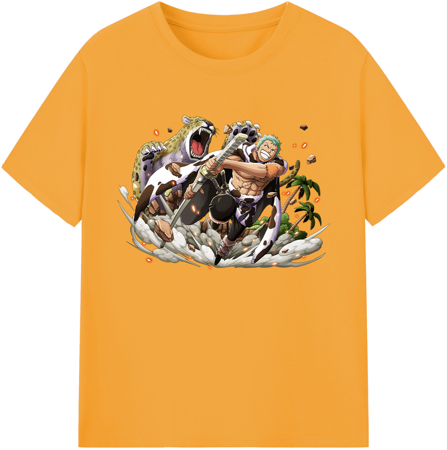 ワンピース ロロノア・ゾロ ONE PIECE Roronoa Zoro 綿100％ メンズ半袖Tシャツ｜肌触りやわらか＆通気性