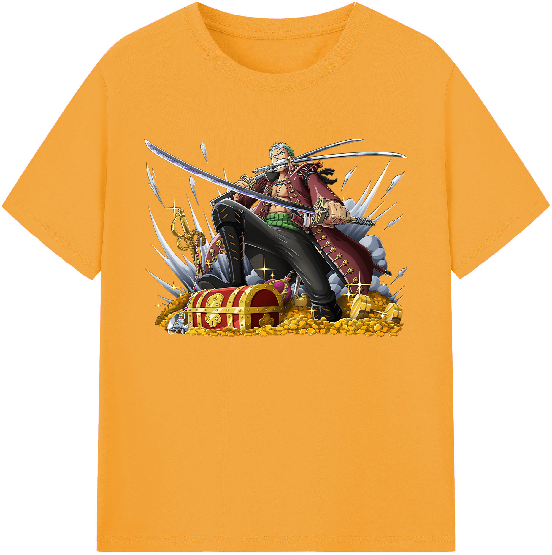 ワンピース ロロノア・ゾロ ONE PIECE Roronoa Zoro 綿100％ メンズ半袖Tシャツ｜肌触りやわらか＆通気性