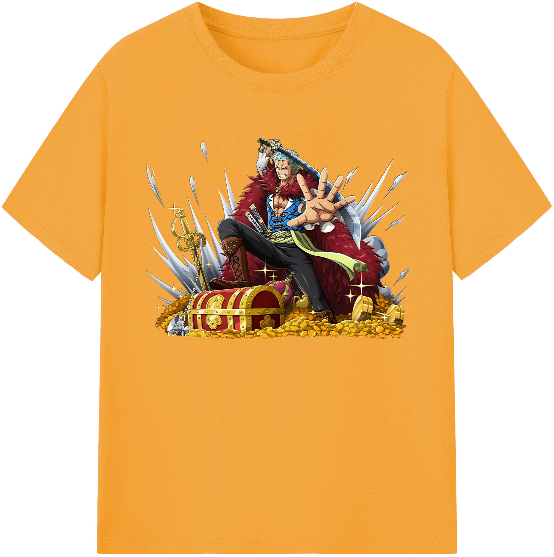 ワンピース ロロノア・ゾロ ONE PIECE Roronoa Zoro 綿100％ メンズ半袖Tシャツ｜肌触りやわらか＆通気性