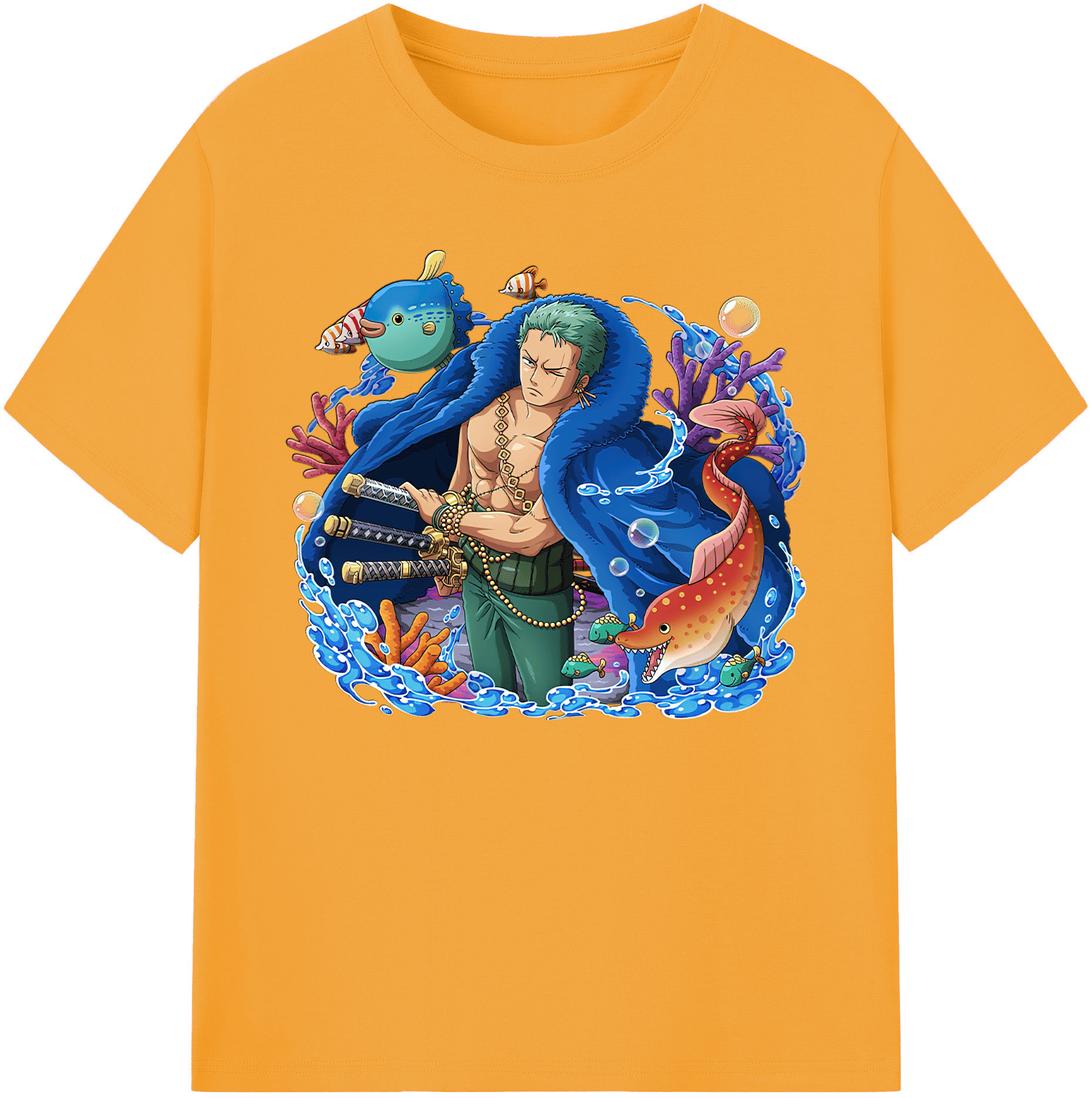 ワンピース ロロノア・ゾロ ONE PIECE Roronoa Zoro 綿100％ メンズ半袖Tシャツ｜肌触りやわらか＆通気性