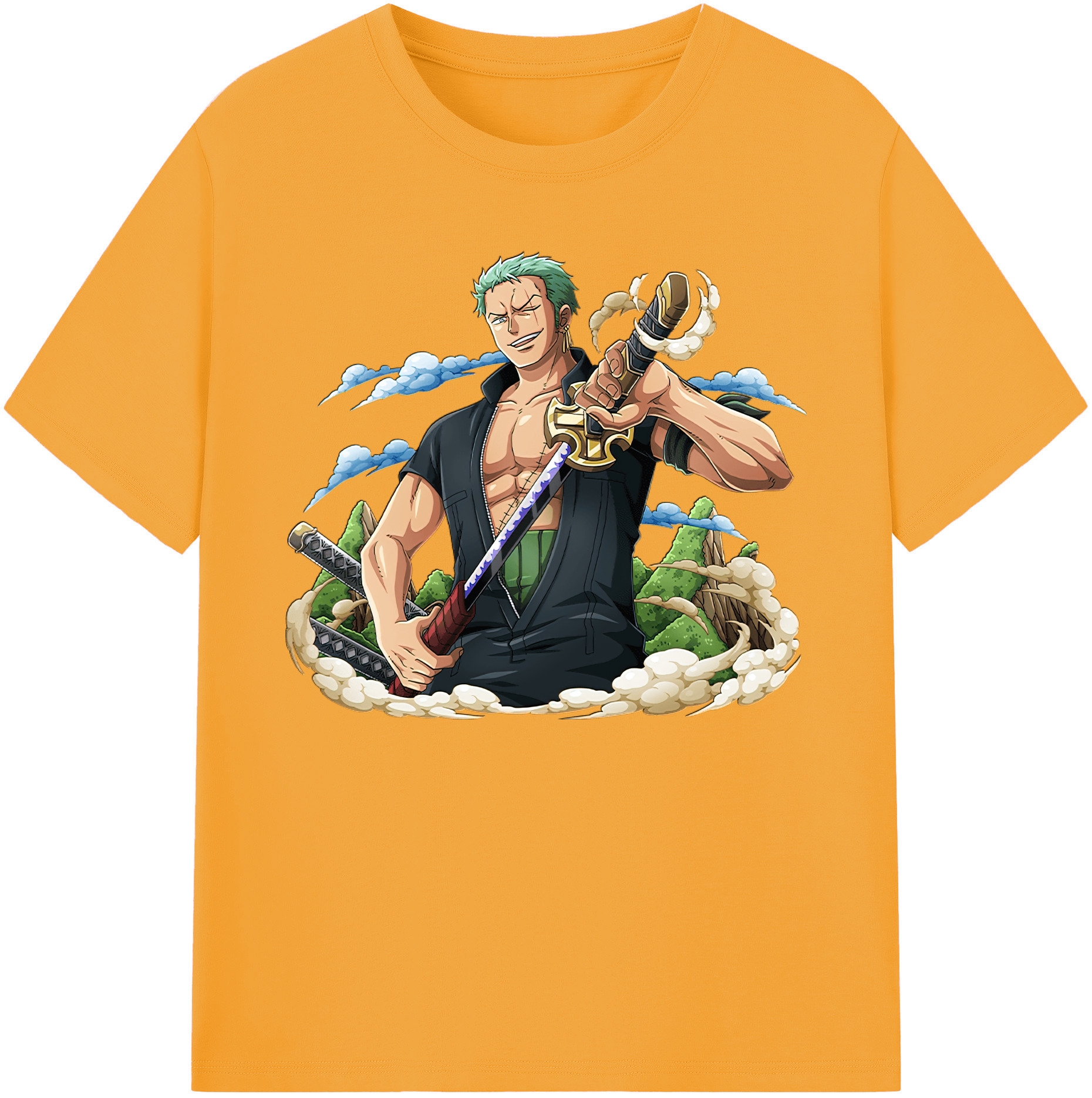 ワンピース ロロノア・ゾロ ONE PIECE Roronoa Zoro 綿100％ メンズ半袖Tシャツ｜肌触りやわらか＆通気性