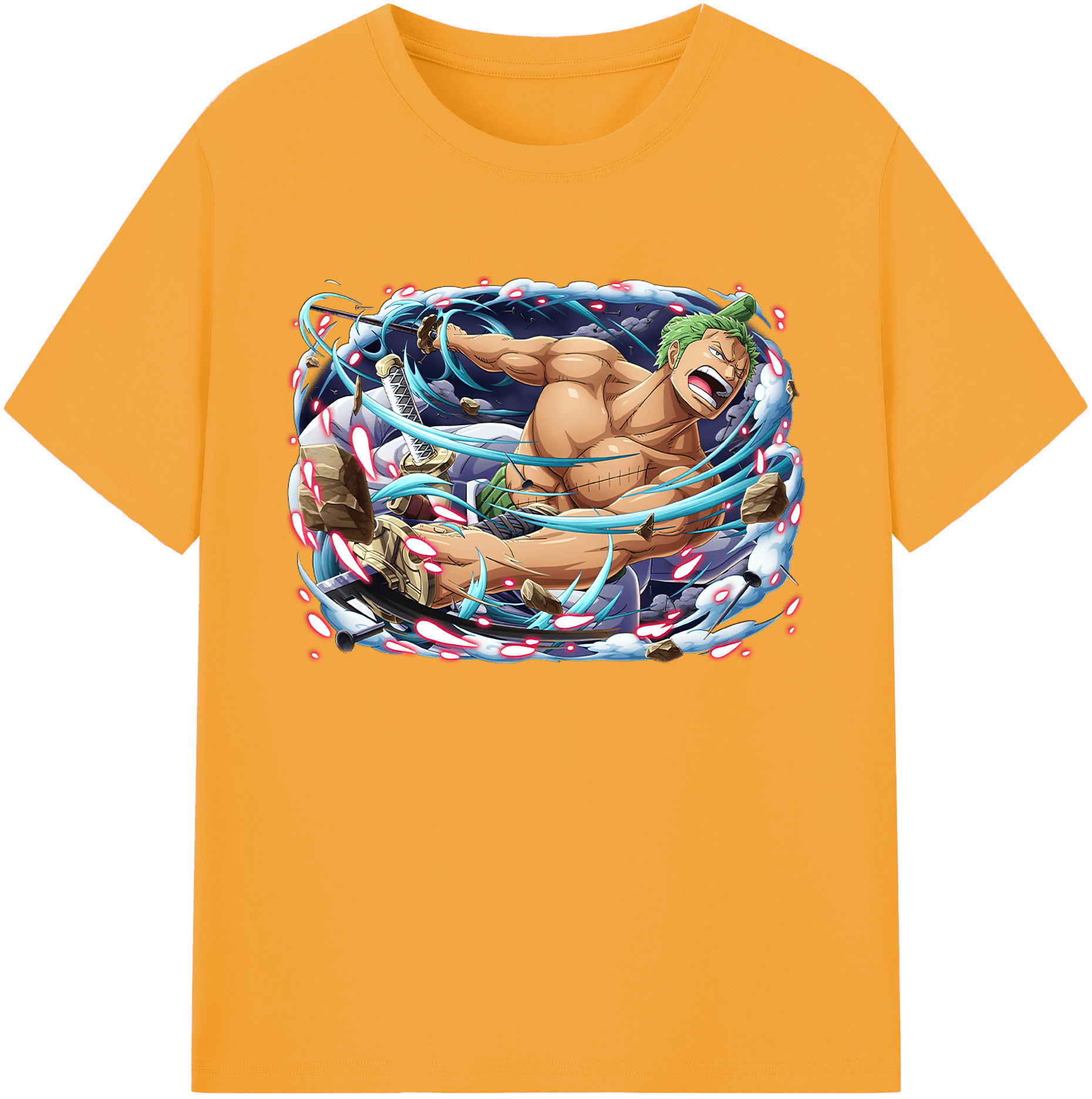 ワンピース ロロノア・ゾロ ONE PIECE Roronoa Zoro 綿100％ メンズ半袖Tシャツ｜肌触りやわらか＆通気性