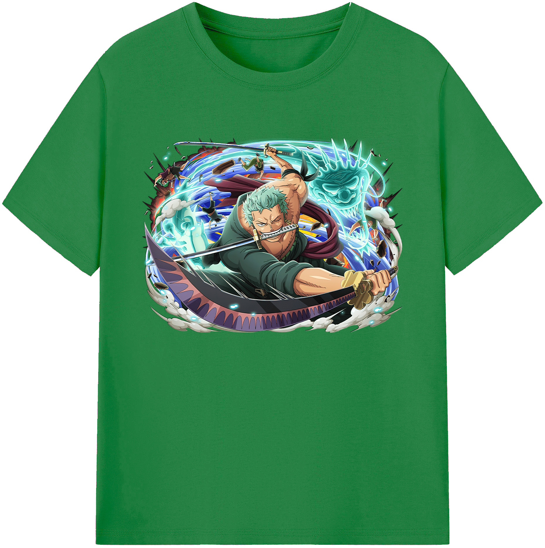 ワンピース ロロノア・ゾロ ONE PIECE Roronoa Zoro 綿100％ メンズ半袖Tシャツ｜肌触りやわらか＆通気性