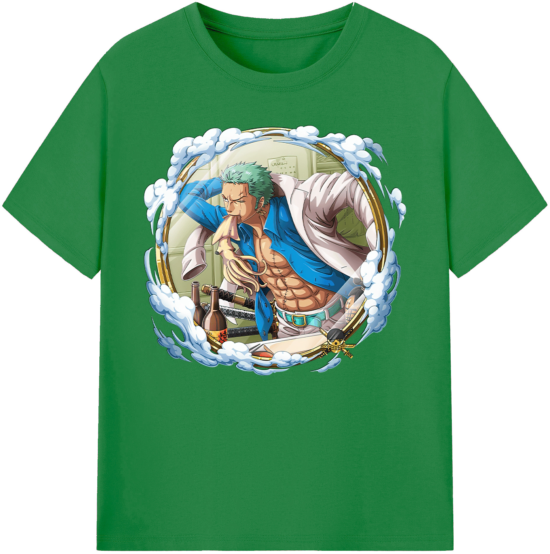 ワンピース ロロノア・ゾロ ONE PIECE Roronoa Zoro 綿100％ メンズ半袖Tシャツ｜肌触りやわらか＆通気性
