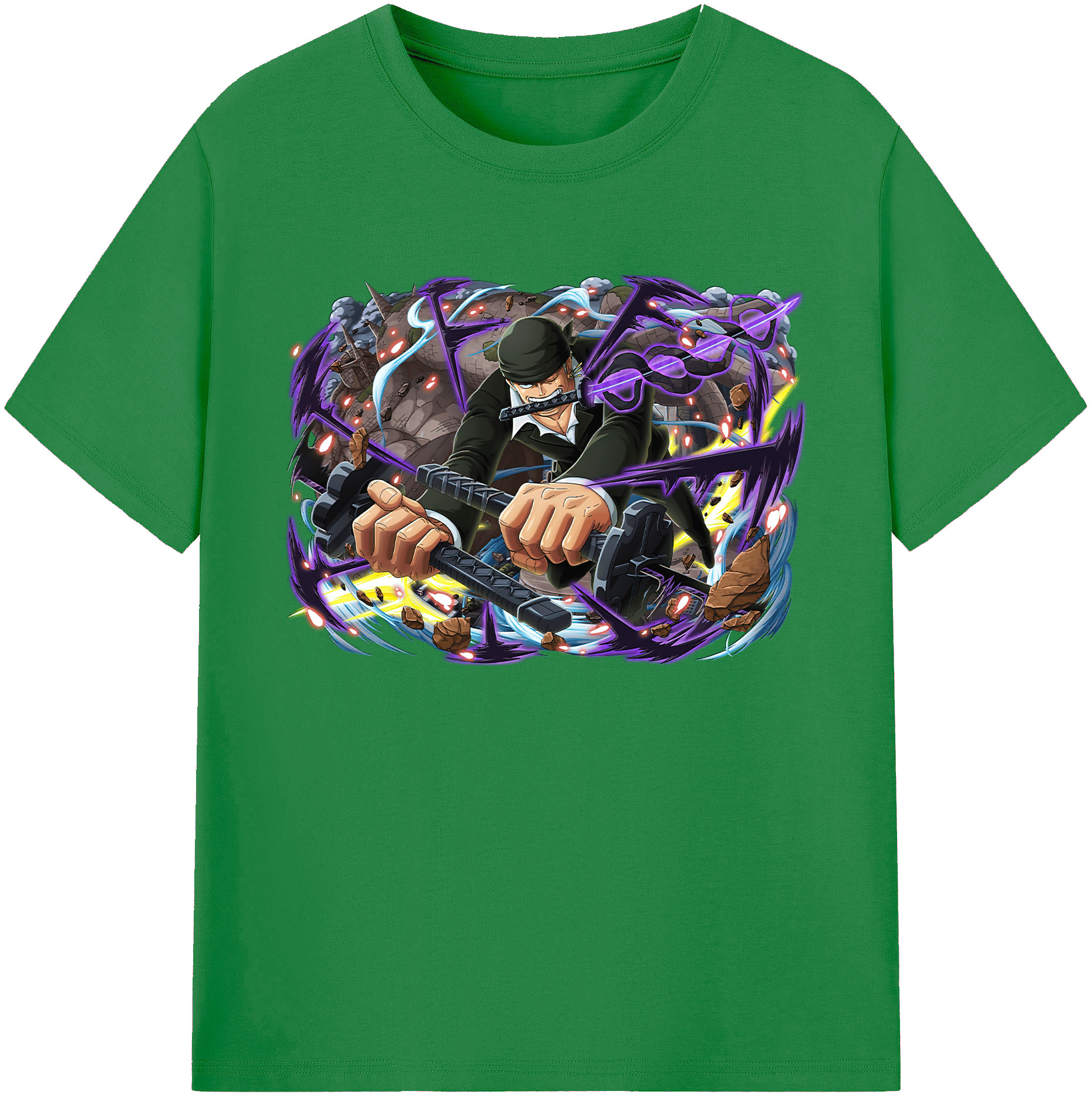 ワンピース ロロノア・ゾロ ONE PIECE Roronoa Zoro 綿100％ メンズ半袖Tシャツ｜肌触りやわらか＆通気性