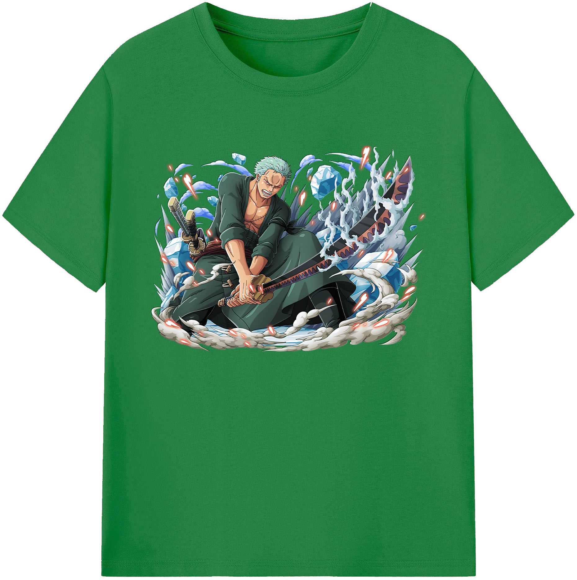 ワンピース ロロノア・ゾロ ONE PIECE Roronoa Zoro 綿100％ メンズ半袖Tシャツ｜肌触りやわらか＆通気性