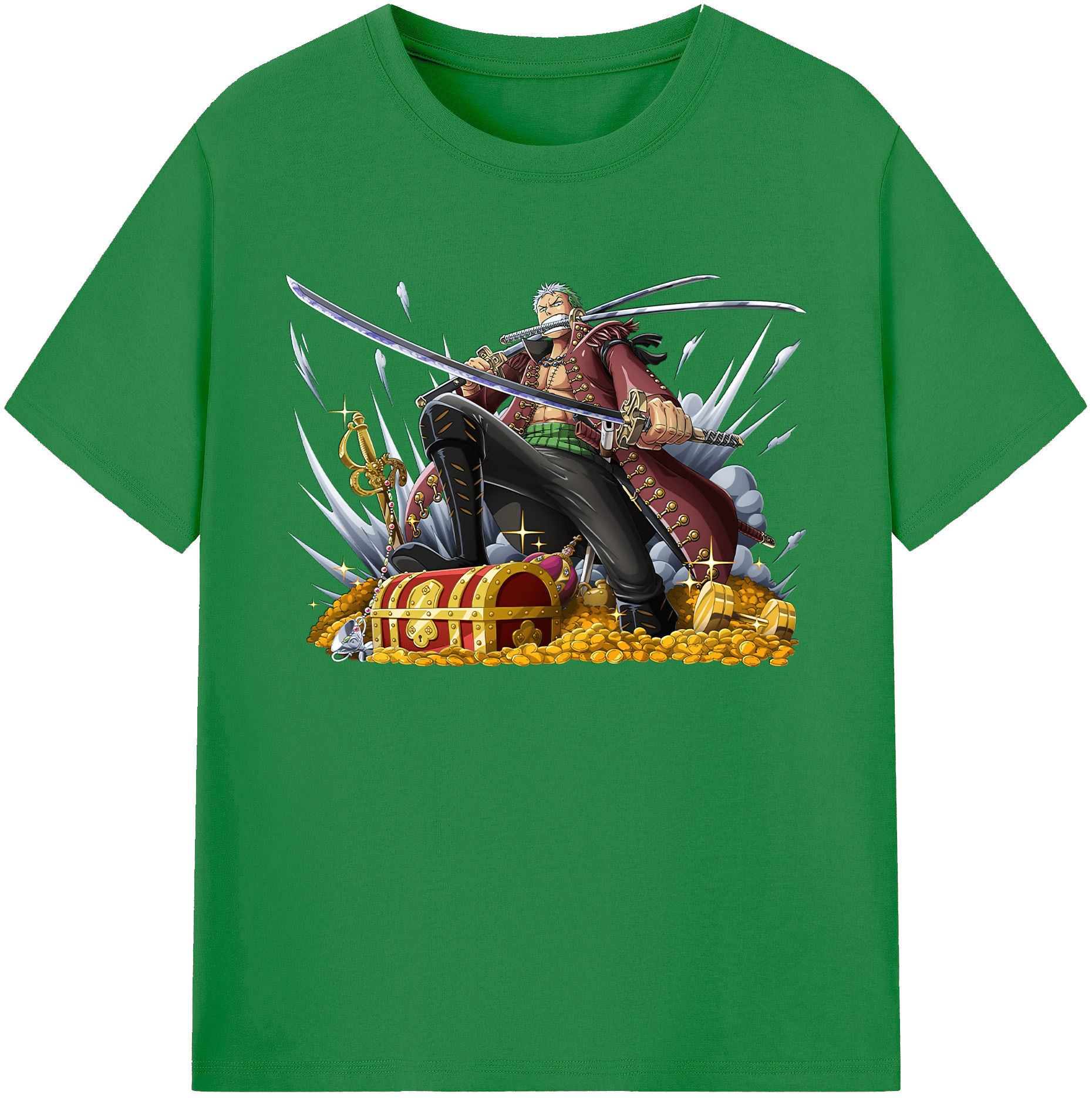 ワンピース ロロノア・ゾロ ONE PIECE Roronoa Zoro 綿100％ メンズ半袖Tシャツ｜肌触りやわらか＆通気性