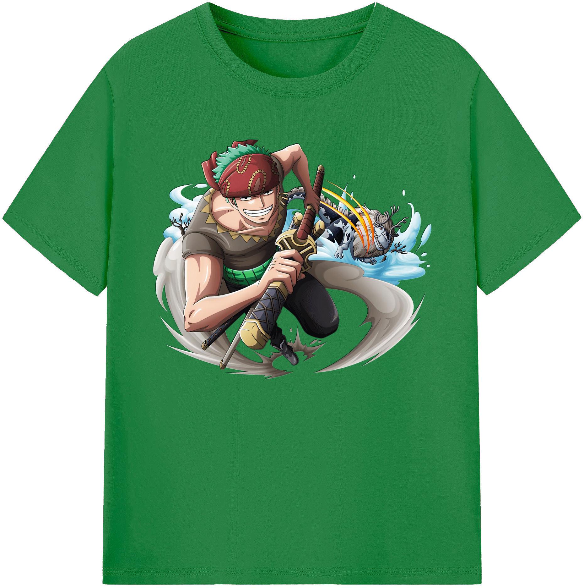 ワンピース ロロノア・ゾロ ONE PIECE Roronoa Zoro 綿100％ メンズ半袖Tシャツ｜肌触りやわらか＆通気性