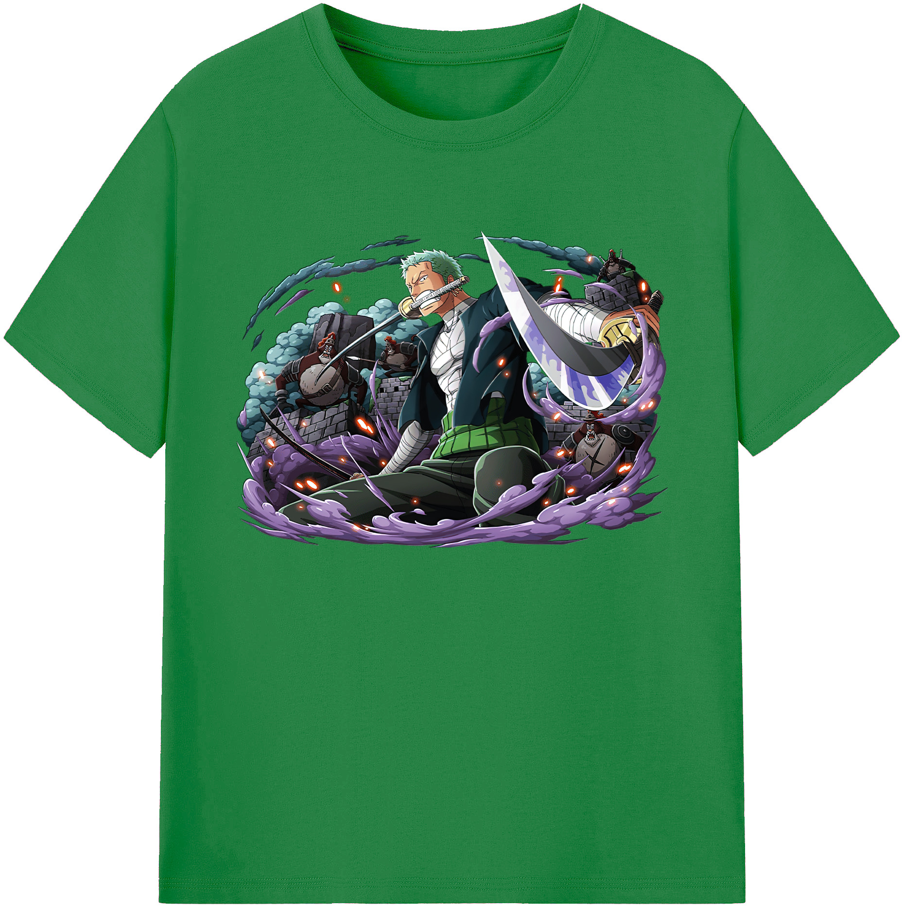 ワンピース ロロノア・ゾロ ONE PIECE Roronoa Zoro 綿100％ メンズ半袖Tシャツ｜肌触りやわらか＆通気性