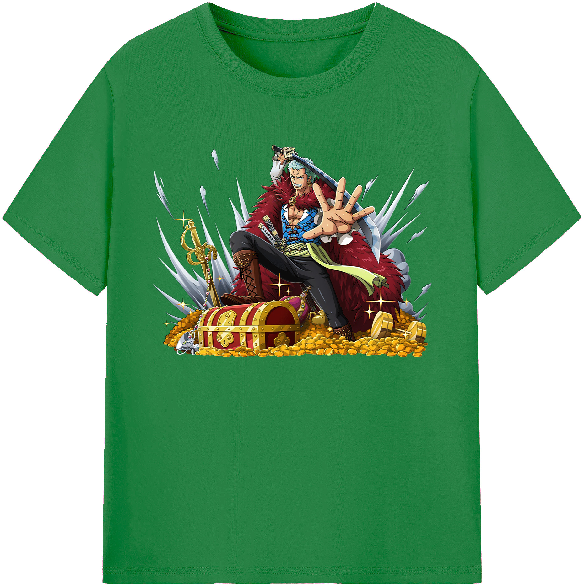 ワンピース ロロノア・ゾロ ONE PIECE Roronoa Zoro 綿100％ メンズ半袖Tシャツ｜肌触りやわらか＆通気性