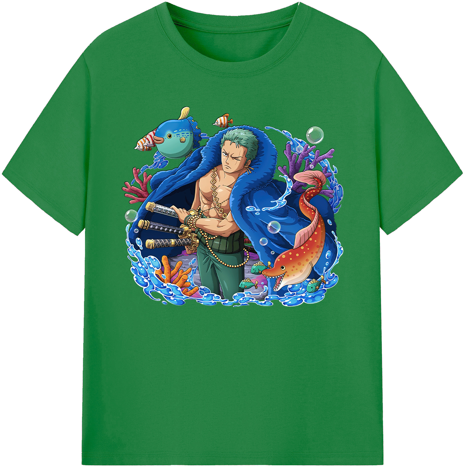 ワンピース ロロノア・ゾロ ONE PIECE Roronoa Zoro 綿100％ メンズ半袖Tシャツ｜肌触りやわらか＆通気性