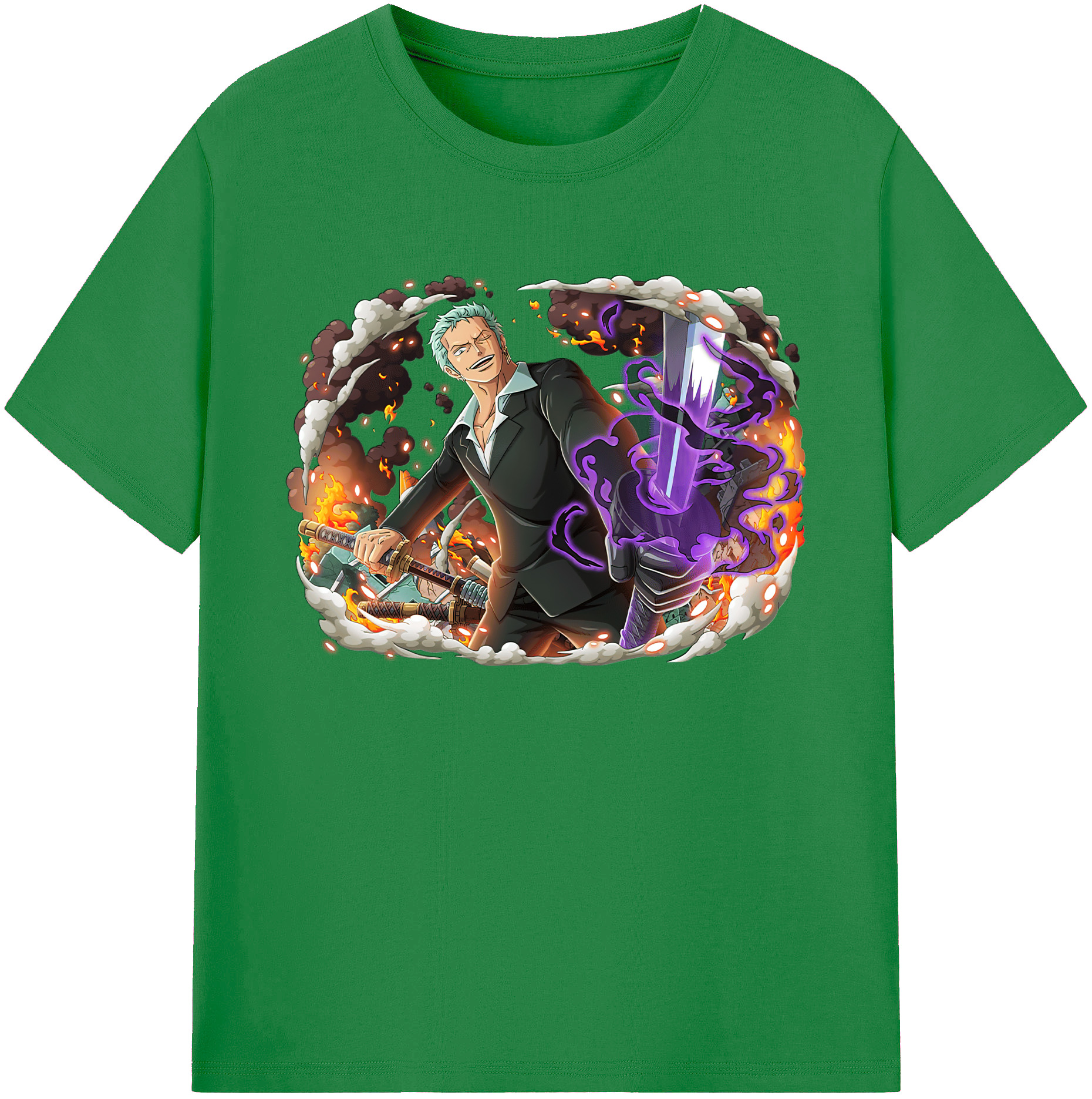 ワンピース ロロノア・ゾロ ONE PIECE Roronoa Zoro 綿100％ メンズ半袖Tシャツ｜肌触りやわらか＆通気性