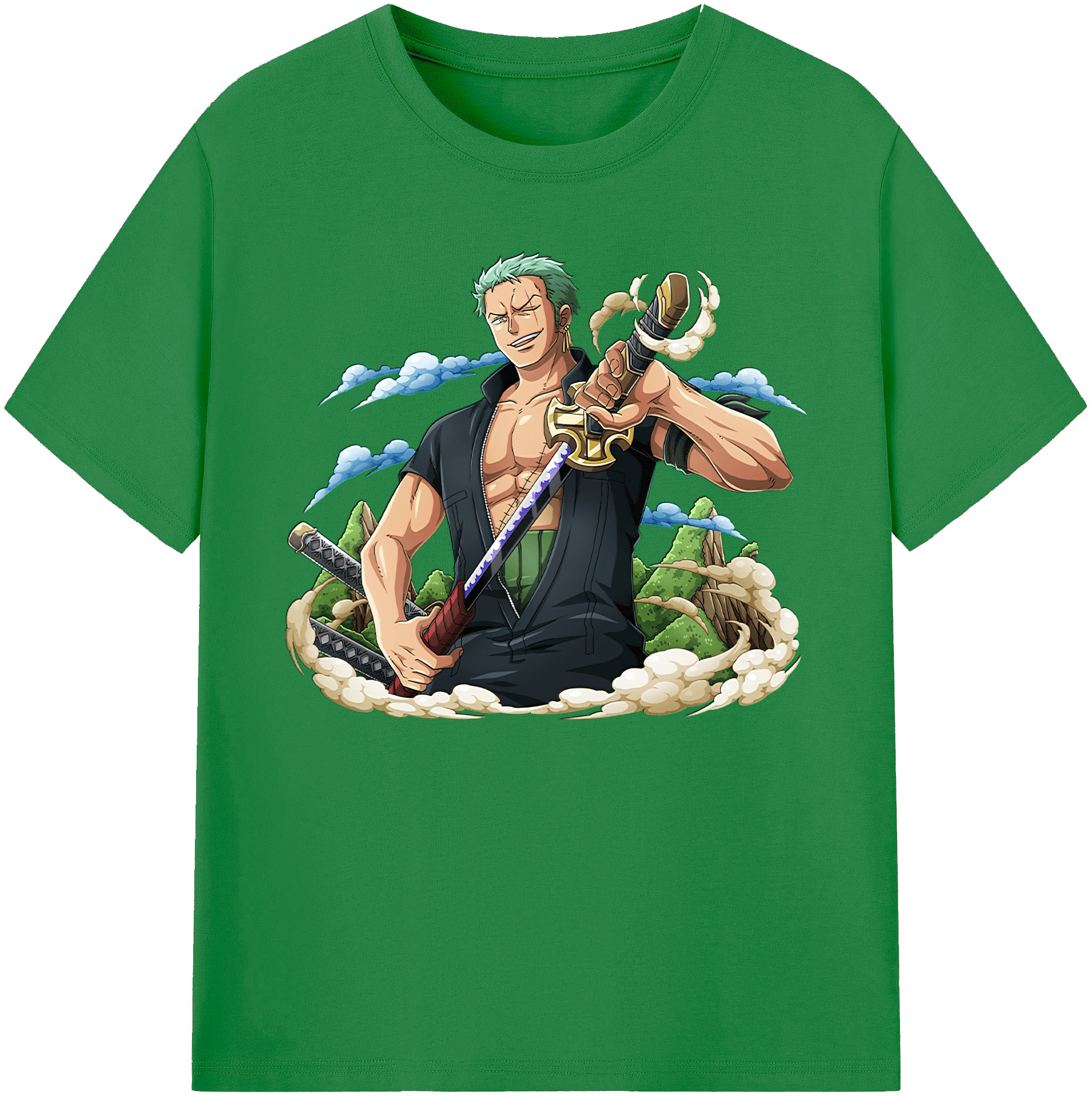 ワンピース ロロノア・ゾロ ONE PIECE Roronoa Zoro 綿100％ メンズ半袖Tシャツ｜肌触りやわらか＆通気性