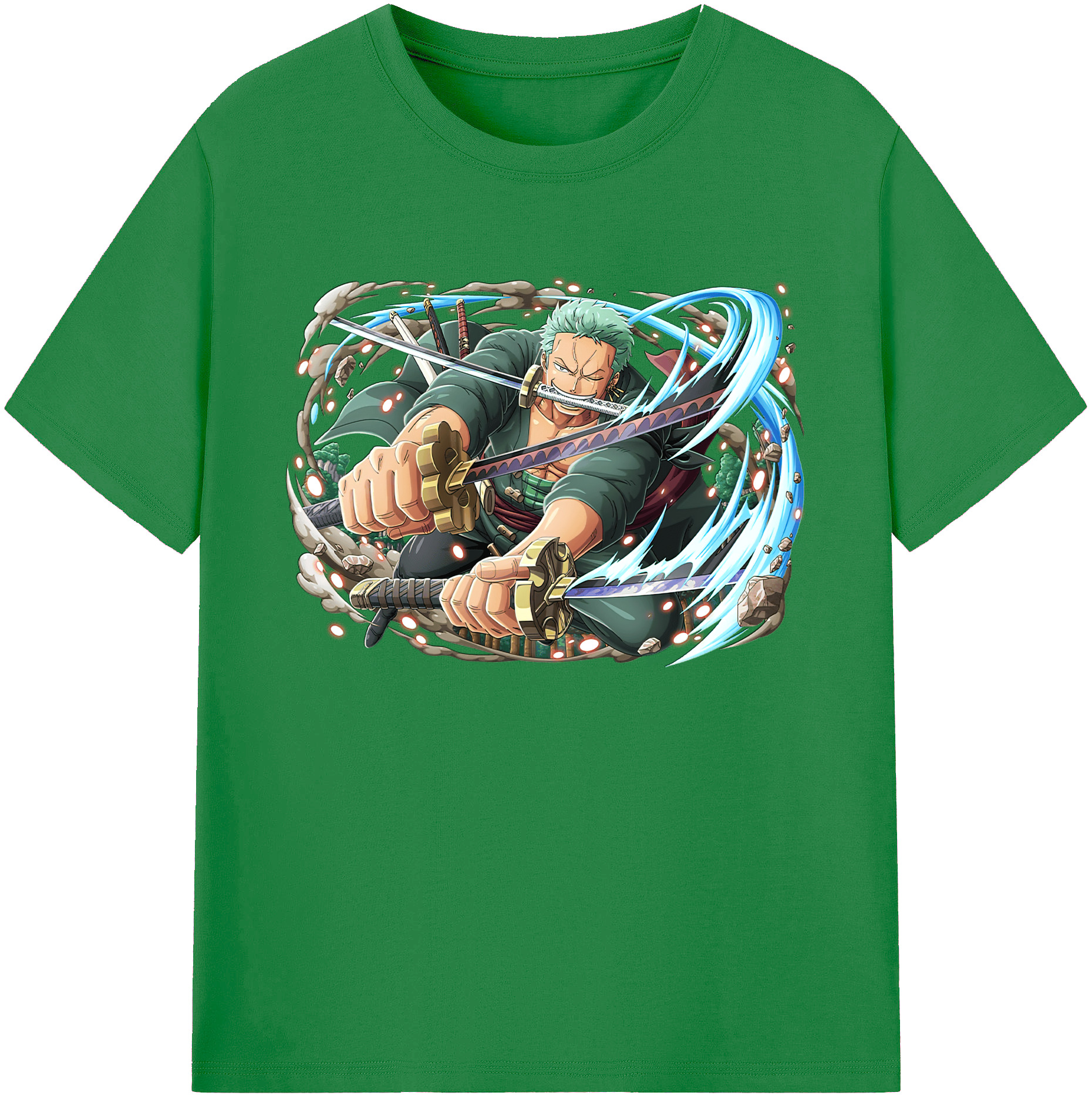 ワンピース ロロノア・ゾロ ONE PIECE Roronoa Zoro 綿100％ メンズ半袖Tシャツ｜肌触りやわらか＆通気性