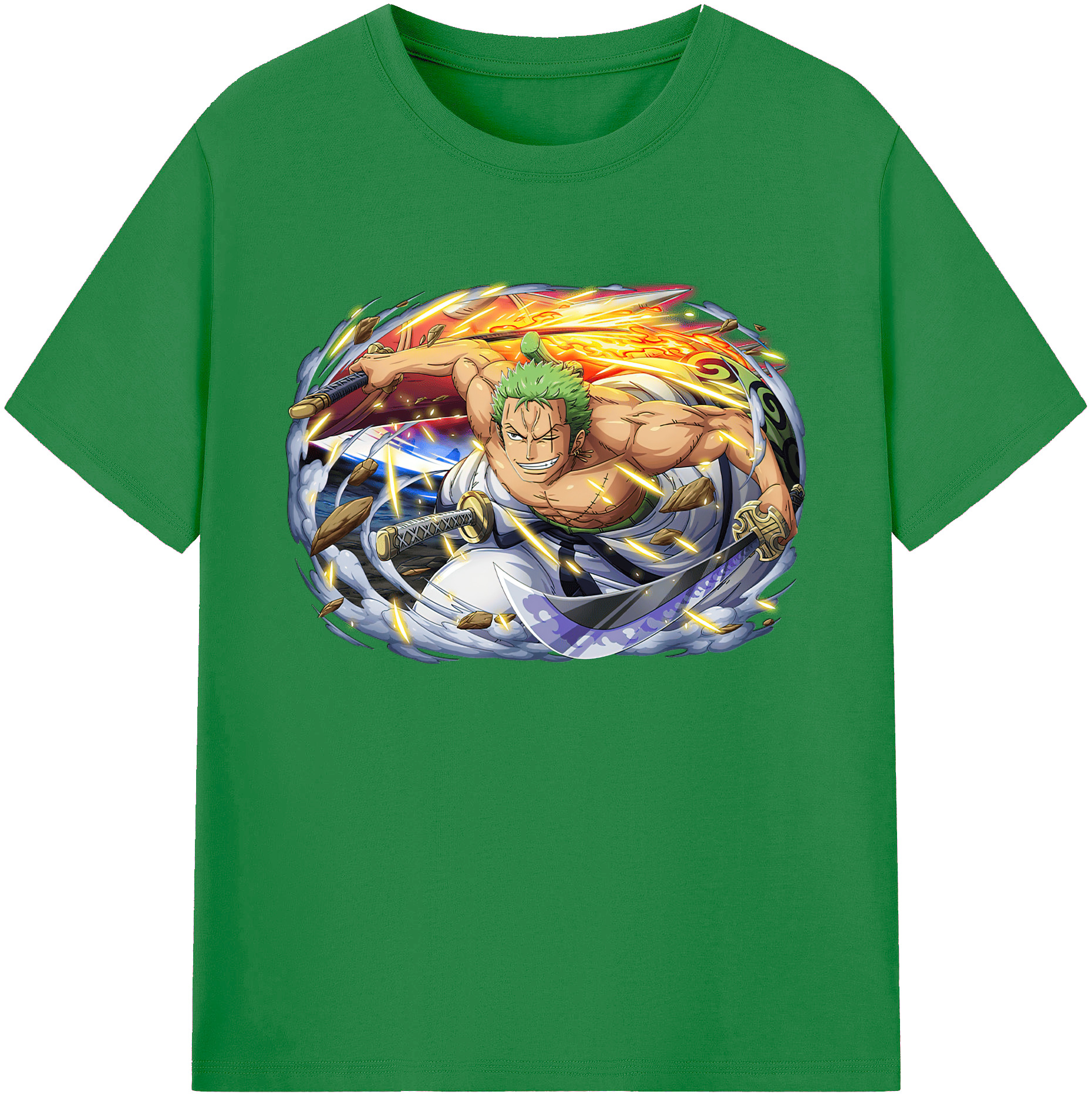 ワンピース ロロノア・ゾロ ONE PIECE Roronoa Zoro 綿100％ メンズ半袖Tシャツ｜肌触りやわらか＆通気性