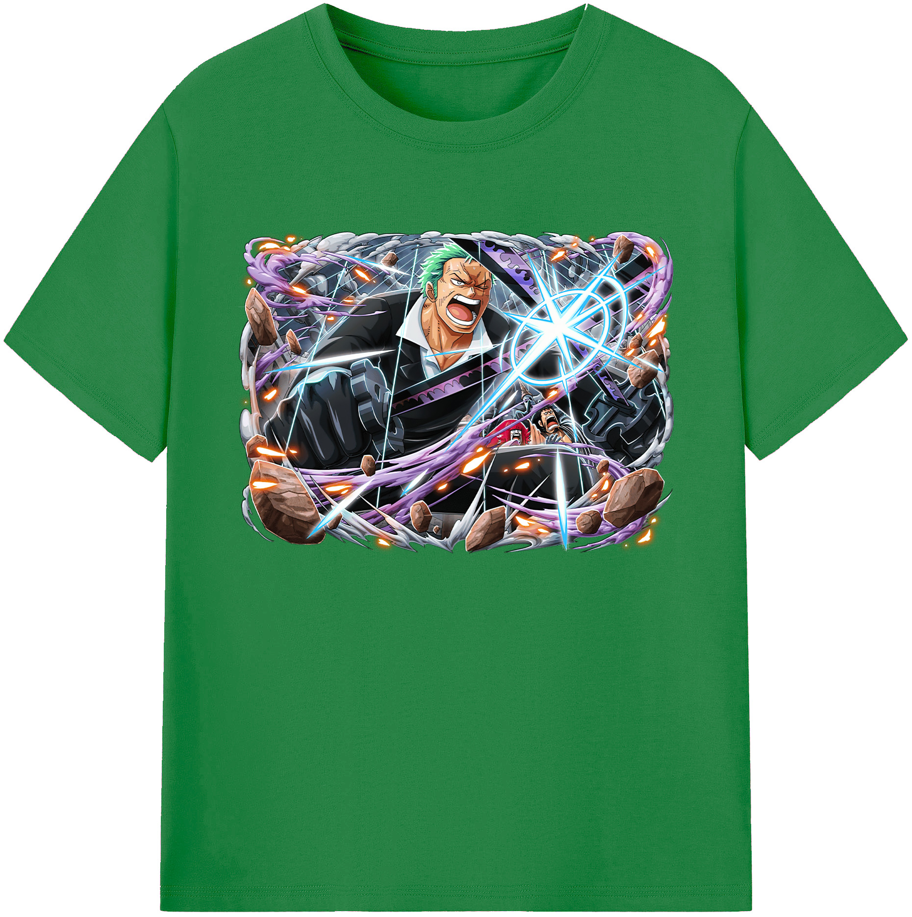 ワンピース ロロノア・ゾロ ONE PIECE Roronoa Zoro 綿100％ メンズ半袖Tシャツ｜肌触りやわらか＆通気性