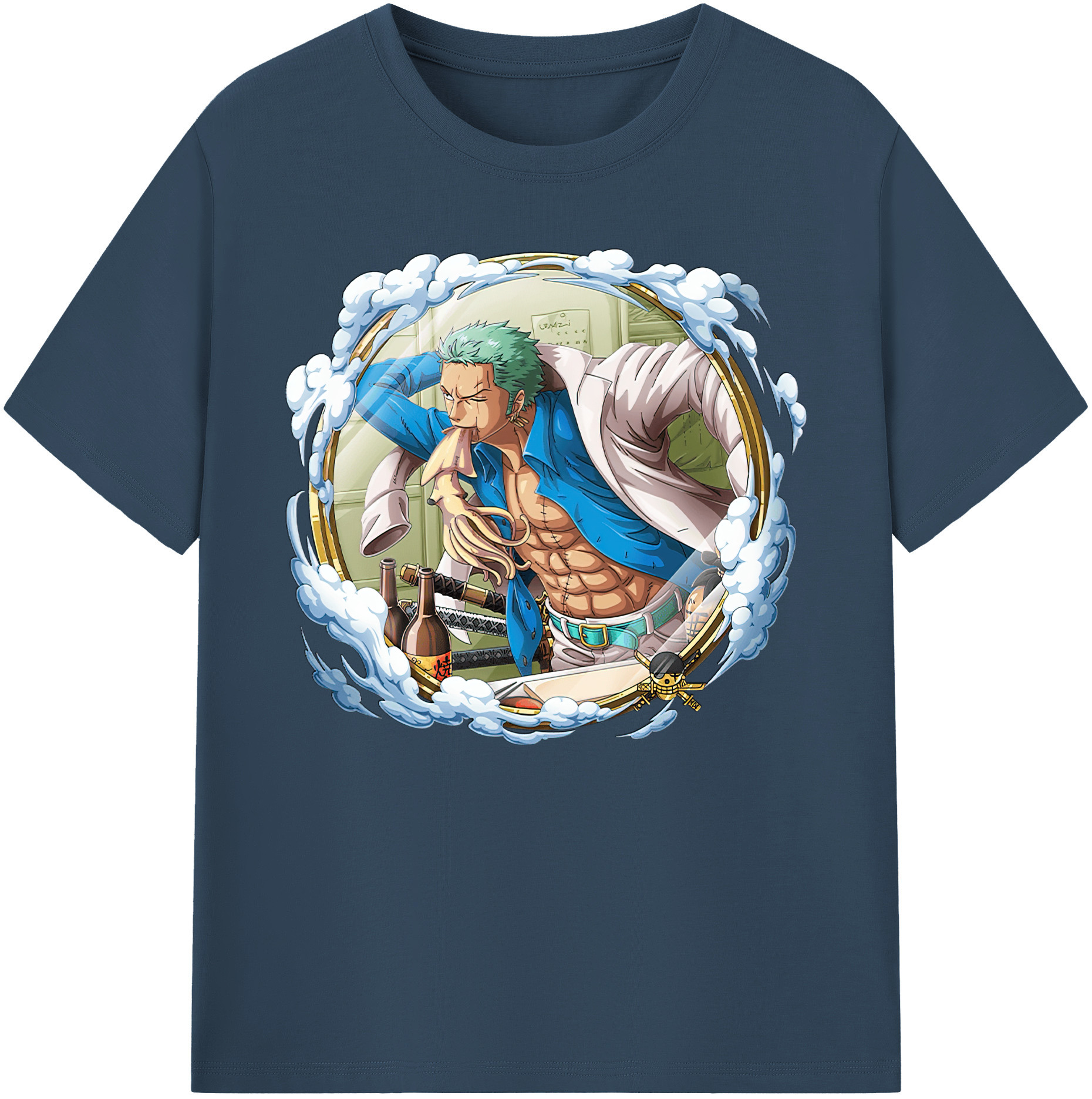 ワンピース ロロノア・ゾロ ONE PIECE Roronoa Zoro 綿100％ メンズ半袖Tシャツ｜肌触りやわらか＆通気性