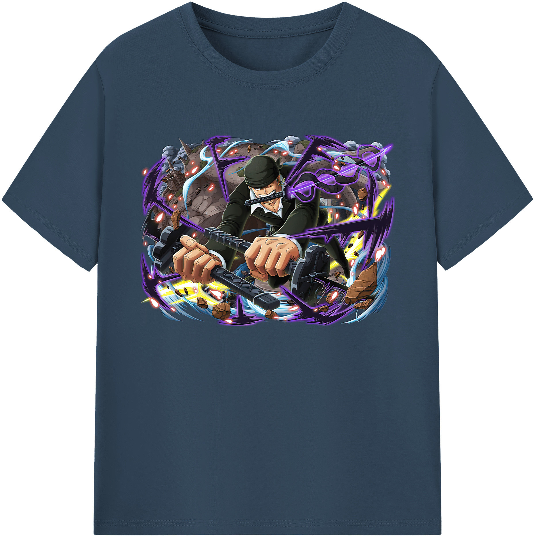 ワンピース ロロノア・ゾロ ONE PIECE Roronoa Zoro 綿100％ メンズ半袖Tシャツ｜肌触りやわらか＆通気性