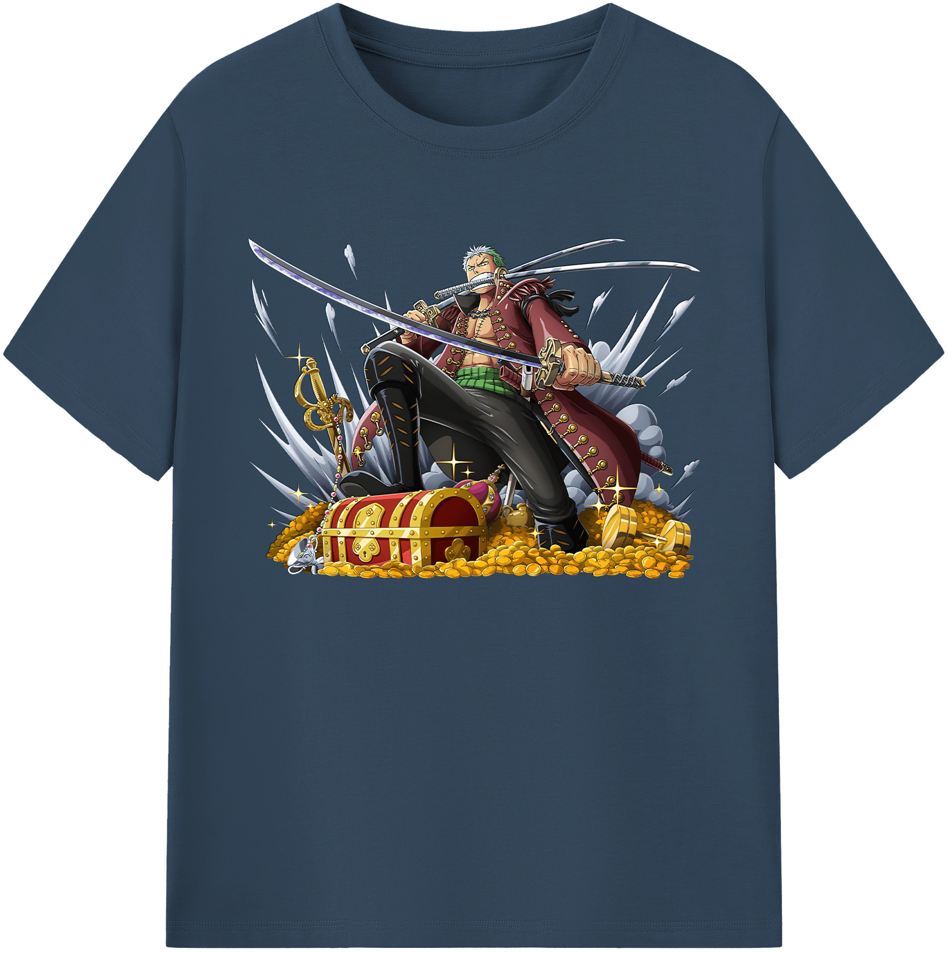 ワンピース ロロノア・ゾロ ONE PIECE Roronoa Zoro 綿100％ メンズ半袖Tシャツ｜肌触りやわらか＆通気性