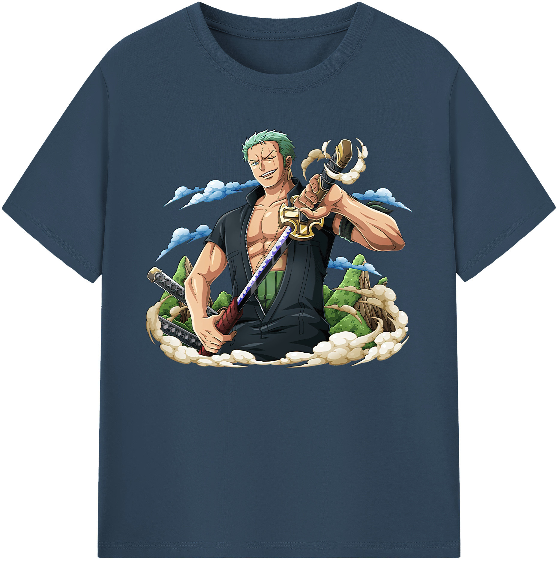 ワンピース ロロノア・ゾロ ONE PIECE Roronoa Zoro 綿100％ メンズ半袖Tシャツ｜肌触りやわらか＆通気性