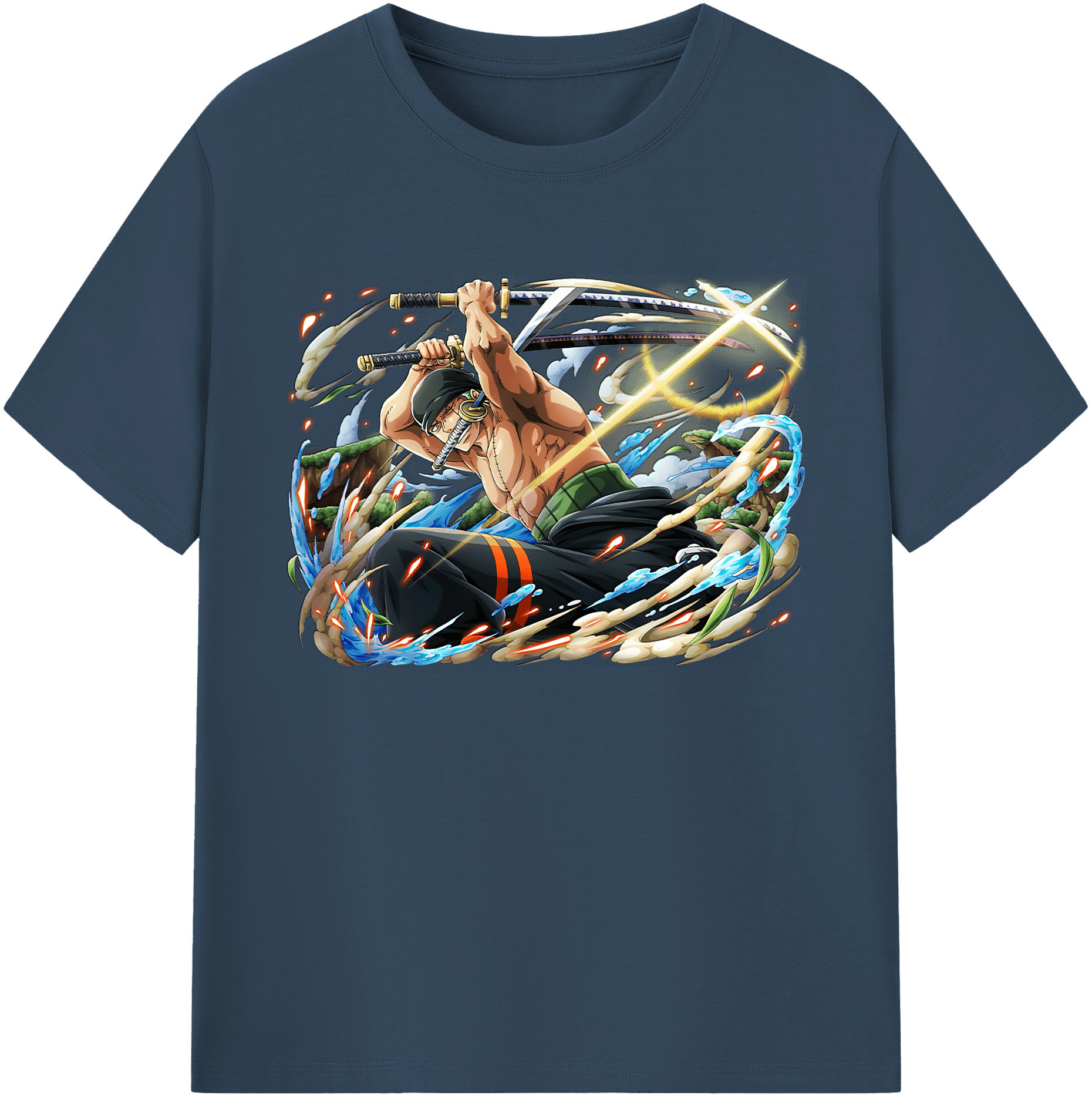 ワンピース ロロノア・ゾロ ONE PIECE Roronoa Zoro 綿100％ メンズ半袖Tシャツ｜肌触りやわらか＆通気性