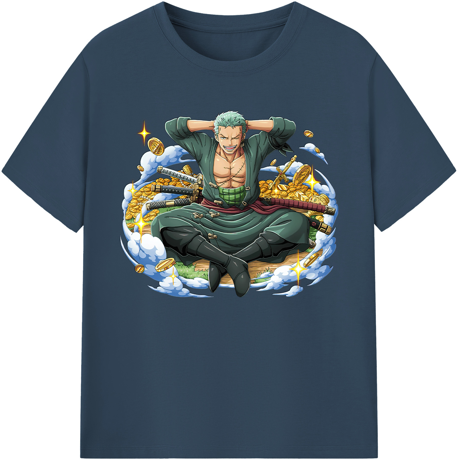 ワンピース ロロノア・ゾロ ONE PIECE Roronoa Zoro 綿100％ メンズ半袖Tシャツ｜肌触りやわらか＆通気性