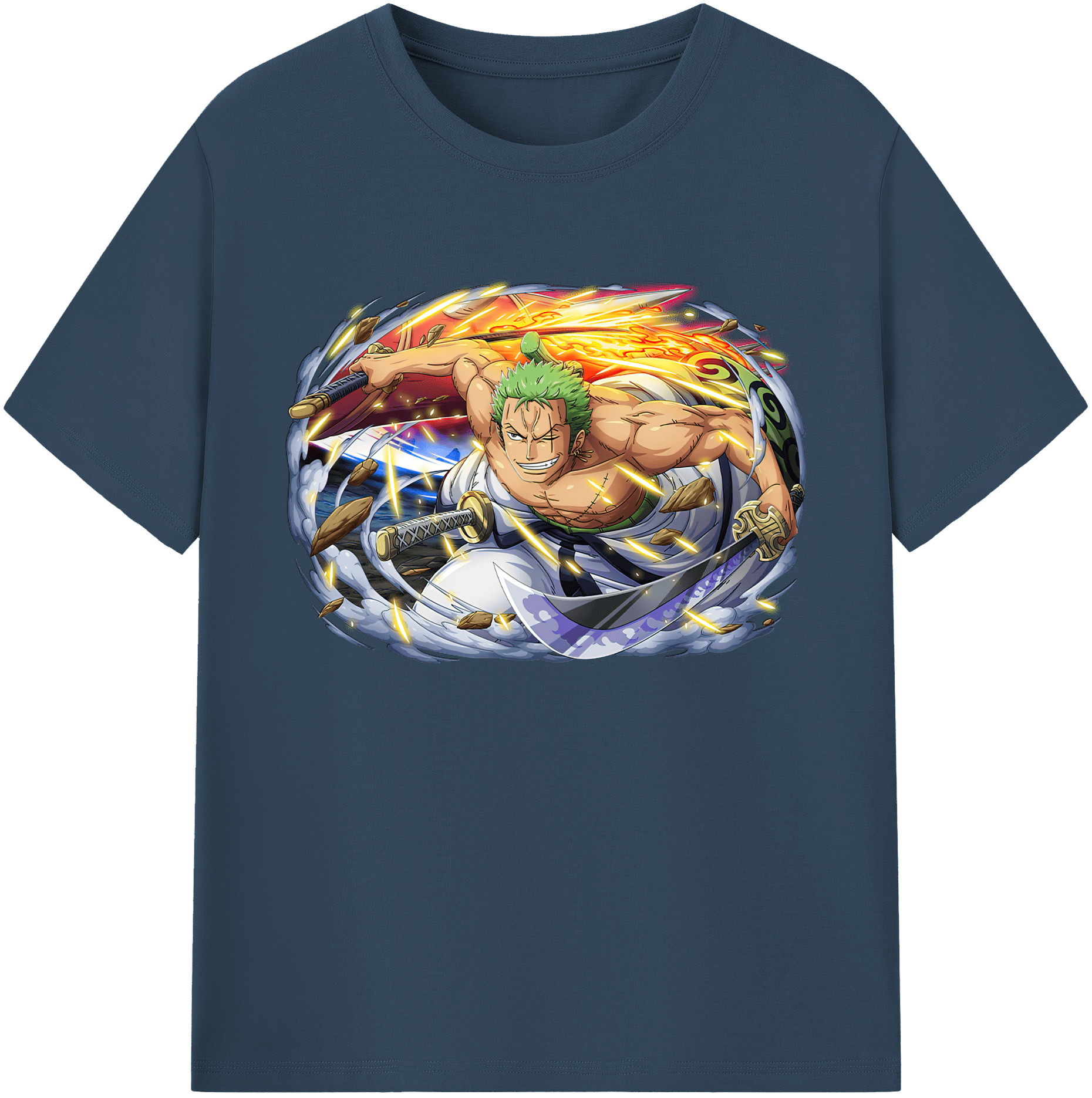 ワンピース ロロノア・ゾロ ONE PIECE Roronoa Zoro 綿100％ メンズ半袖Tシャツ｜肌触りやわらか＆通気性