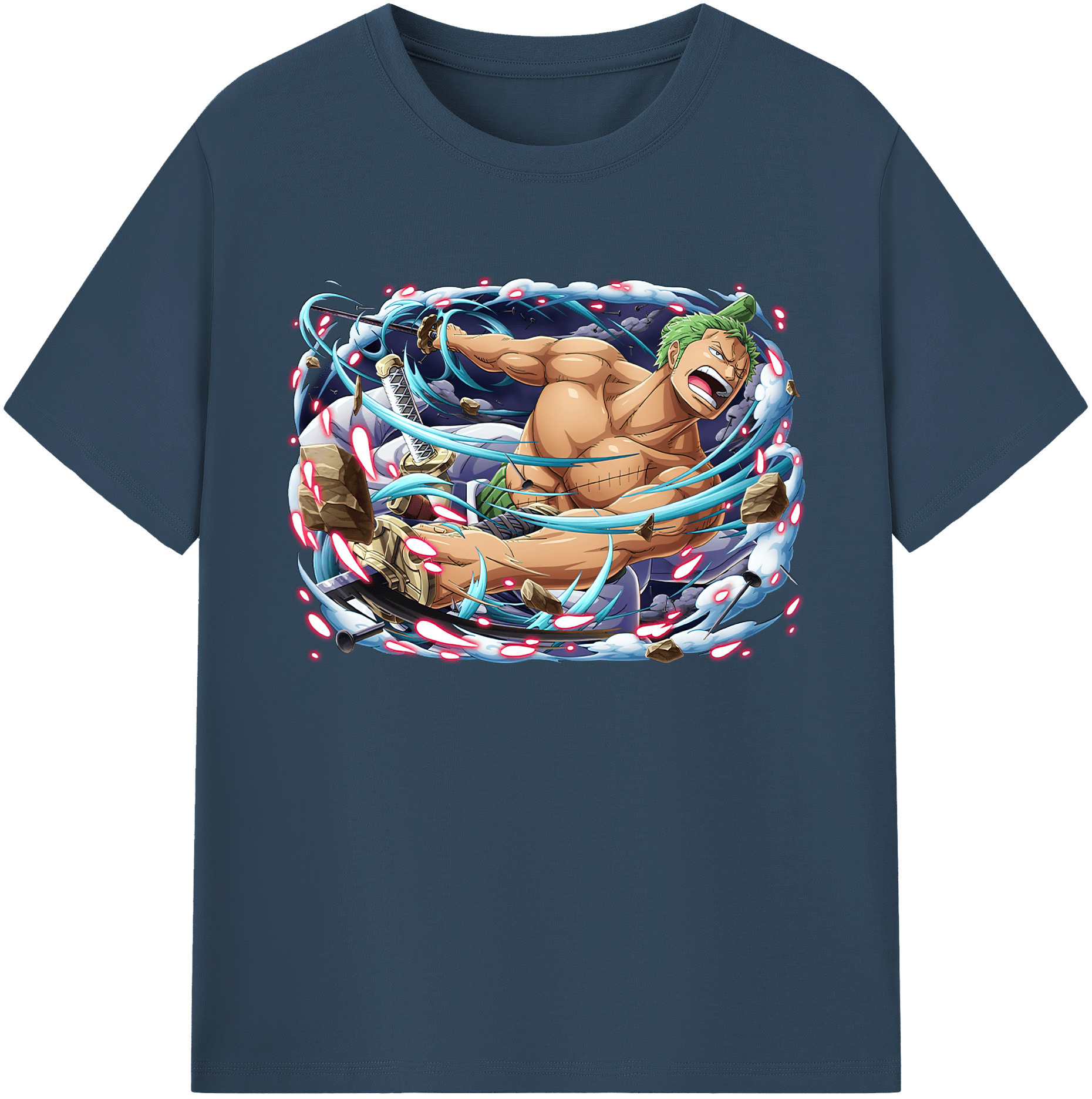 ワンピース ロロノア・ゾロ ONE PIECE Roronoa Zoro 綿100％ メンズ半袖Tシャツ｜肌触りやわらか＆通気性