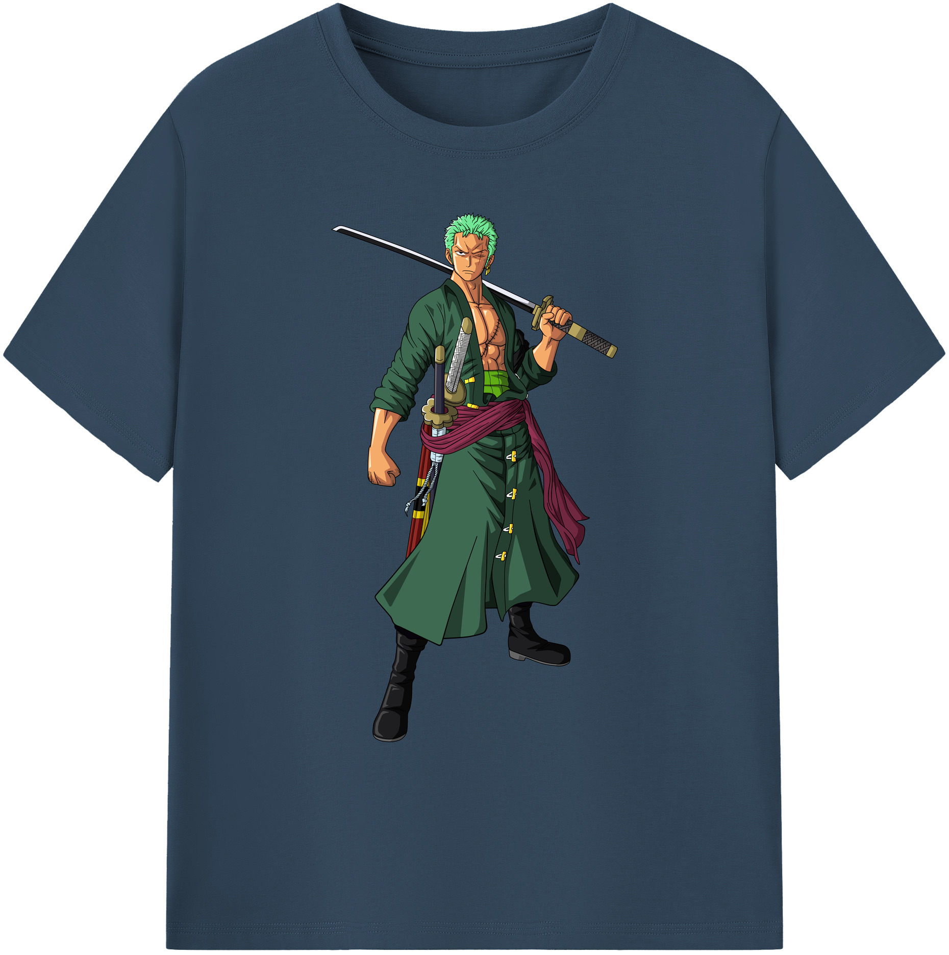 ワンピース ロロノア・ゾロ ONE PIECE Roronoa Zoro 綿100％ メンズ半袖Tシャツ｜肌触りやわらか＆通気性