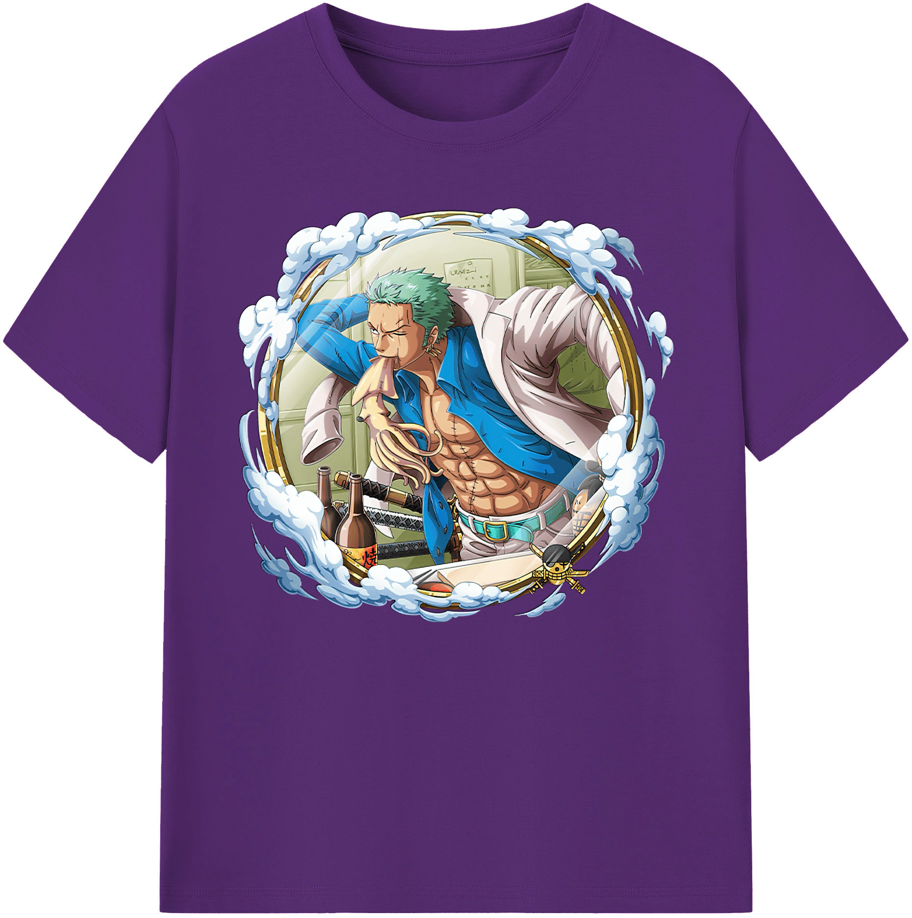 ワンピース ロロノア・ゾロ ONE PIECE Roronoa Zoro 綿100％ メンズ半袖Tシャツ｜肌触りやわらか＆通気性
