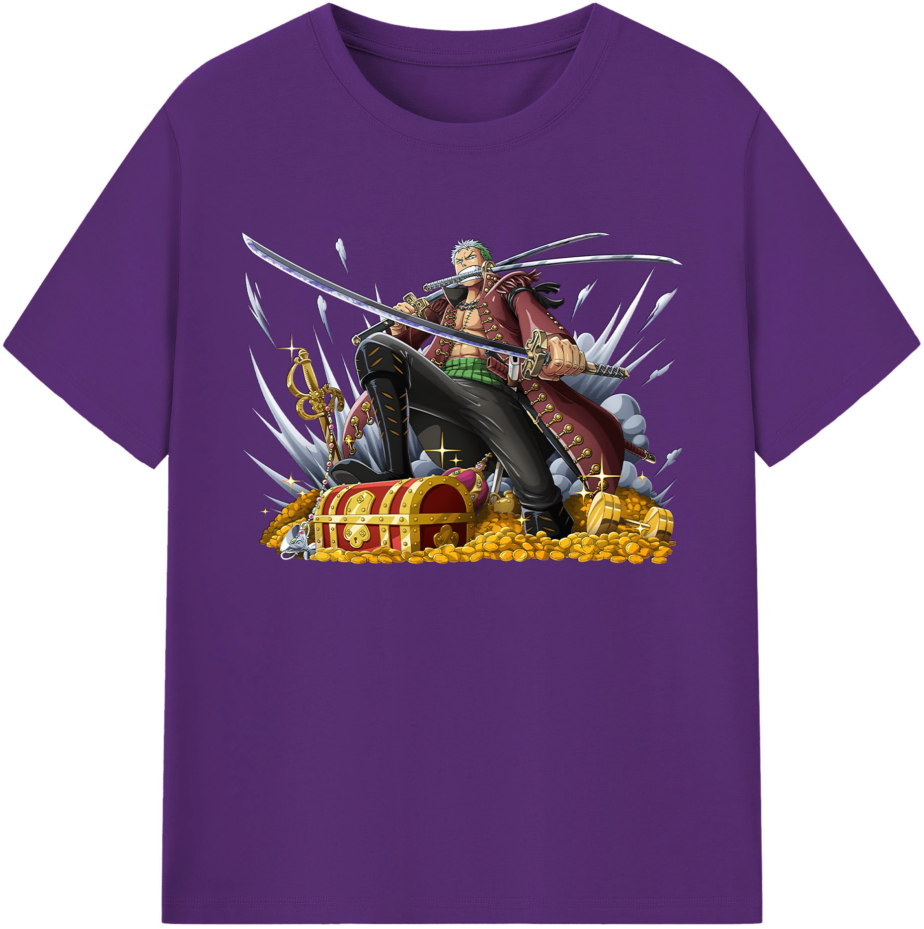 ワンピース ロロノア・ゾロ ONE PIECE Roronoa Zoro 綿100％ メンズ半袖Tシャツ｜肌触りやわらか＆通気性