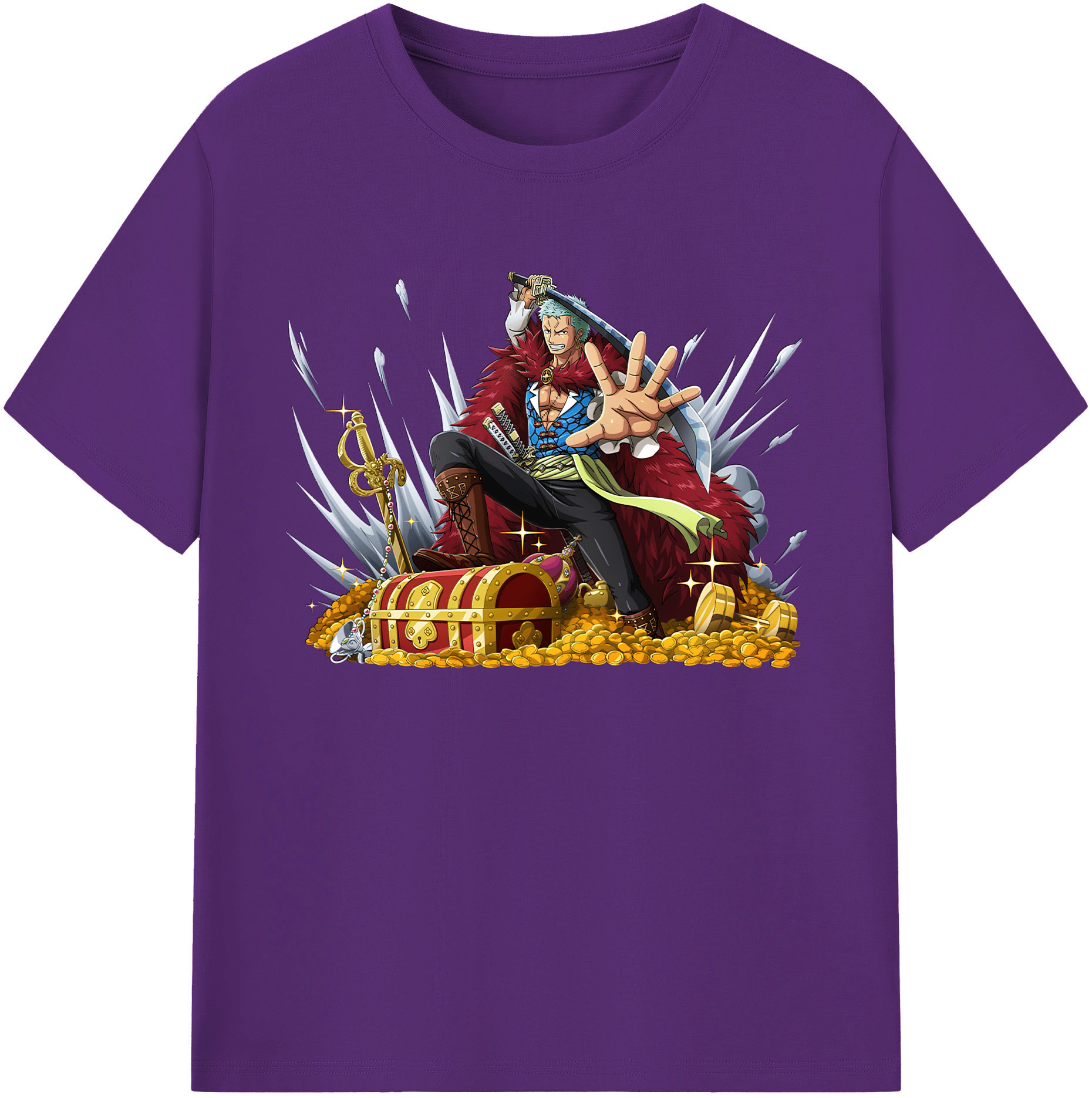 ワンピース ロロノア・ゾロ ONE PIECE Roronoa Zoro 綿100％ メンズ半袖Tシャツ｜肌触りやわらか＆通気性