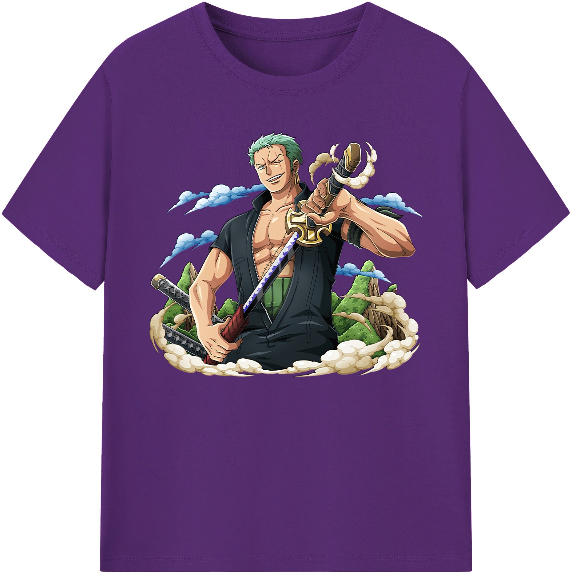 ワンピース ロロノア・ゾロ ONE PIECE Roronoa Zoro 綿100％ メンズ半袖Tシャツ｜肌触りやわらか＆通気性