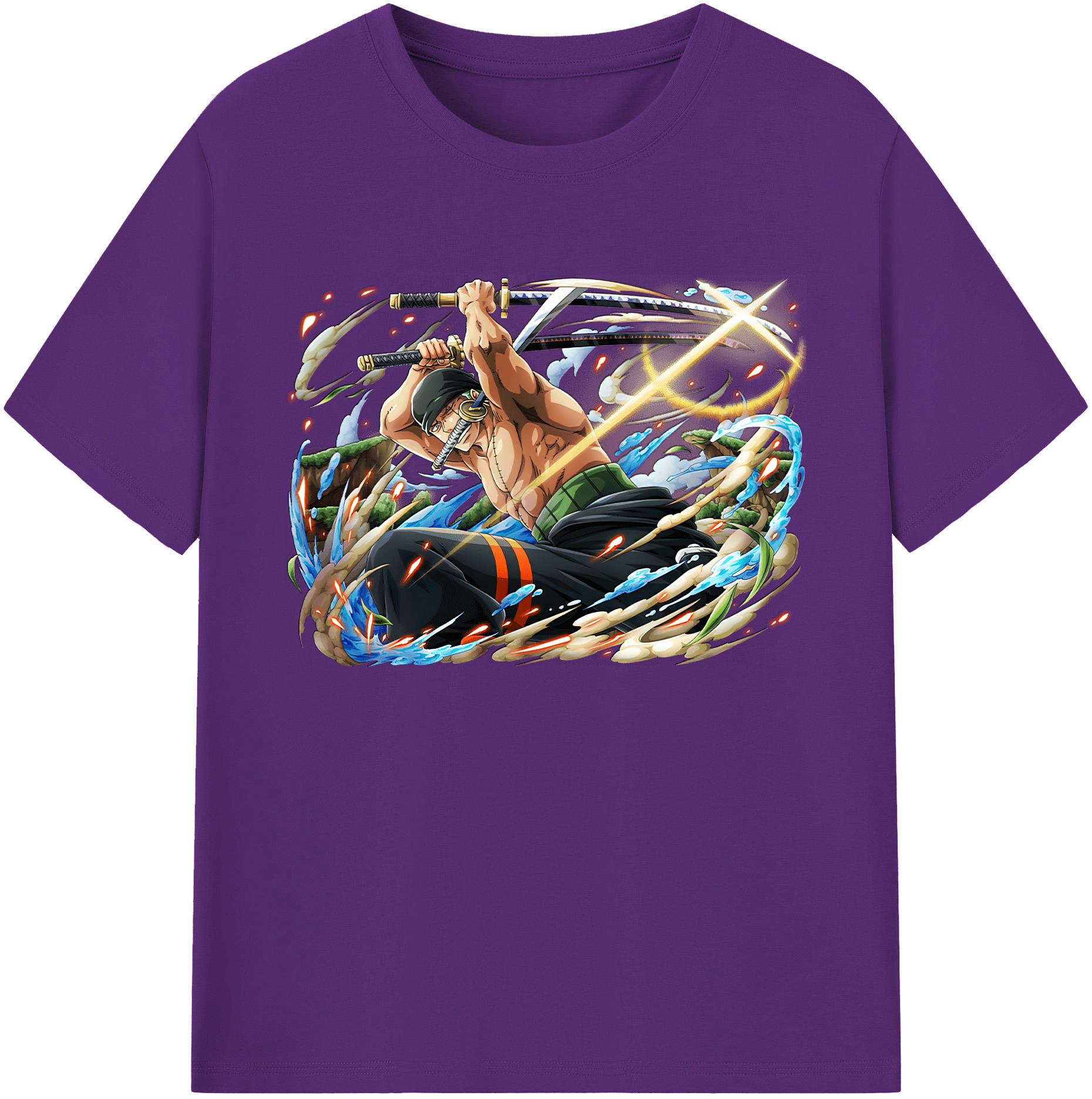 ワンピース ロロノア・ゾロ ONE PIECE Roronoa Zoro 綿100％ メンズ半袖Tシャツ｜肌触りやわらか＆通気性