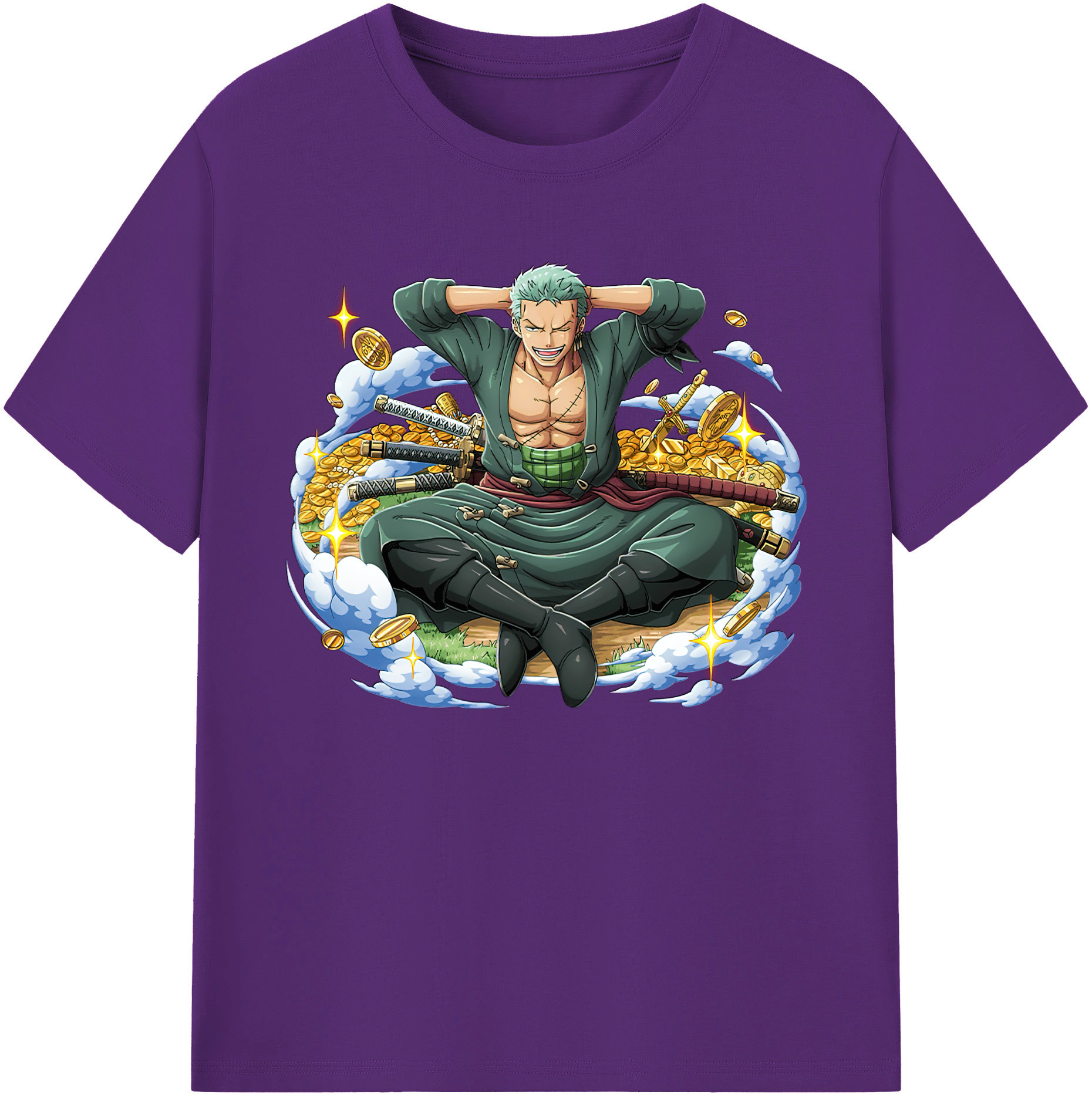 ワンピース ロロノア・ゾロ ONE PIECE Roronoa Zoro 綿100％ メンズ半袖Tシャツ｜肌触りやわらか＆通気性